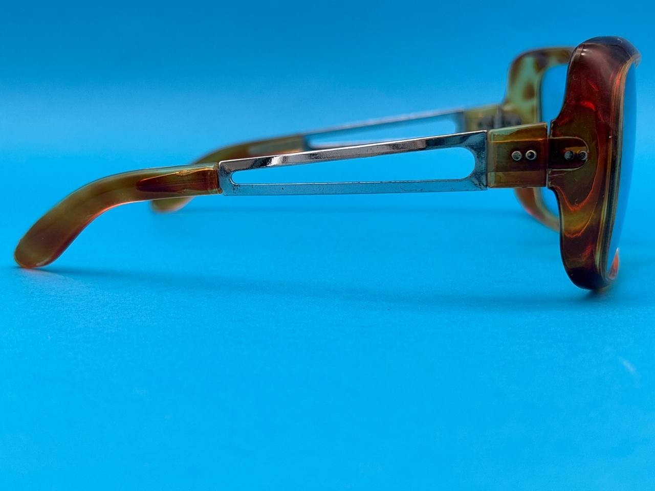Vintage Oversized Square Eyeglasses Frames Brown Marble Clear Lens France 80s