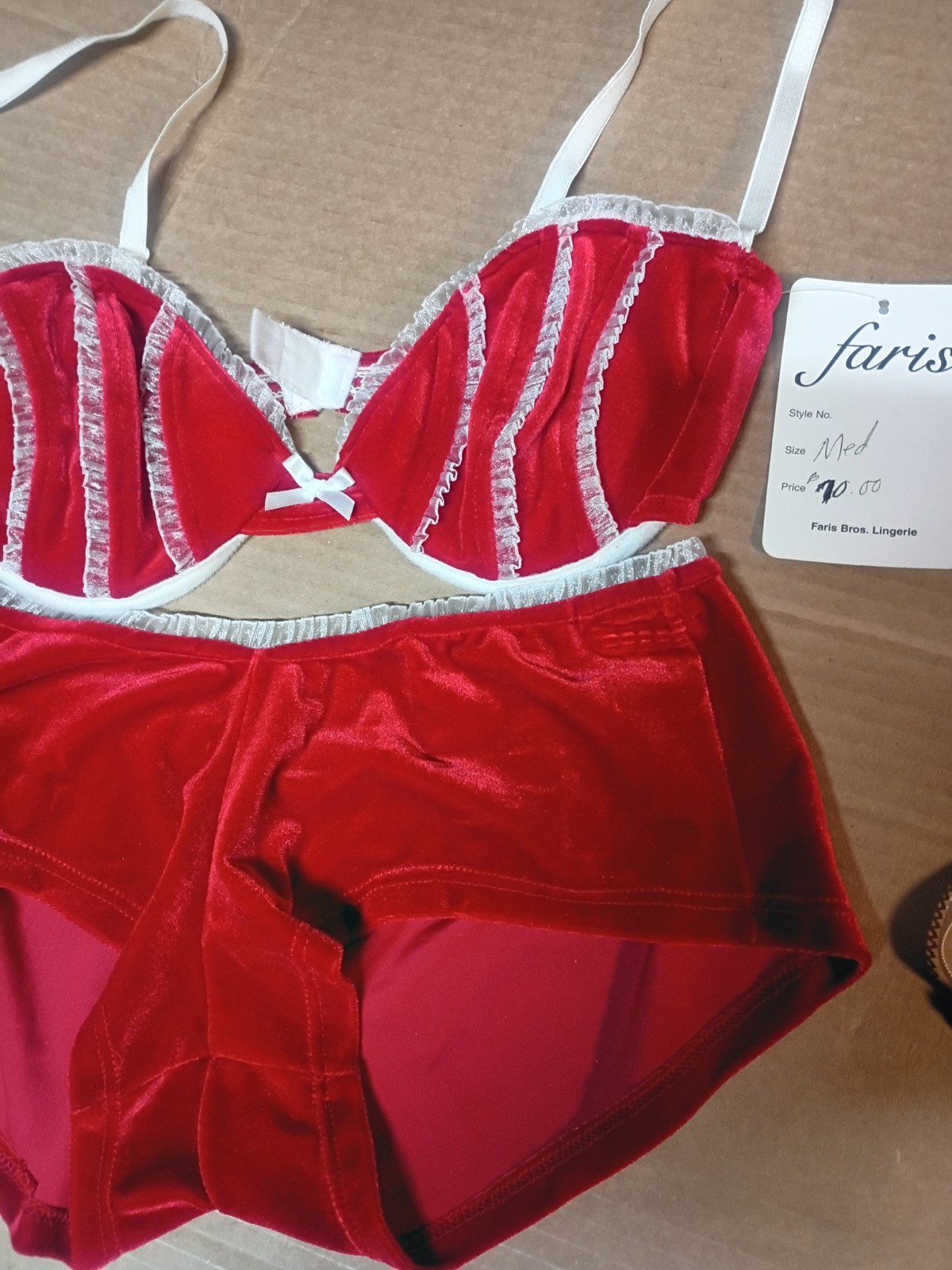 Vintage Designs by Faris “Noel” Red Velvet Lingerie Set – Brand New with Tags