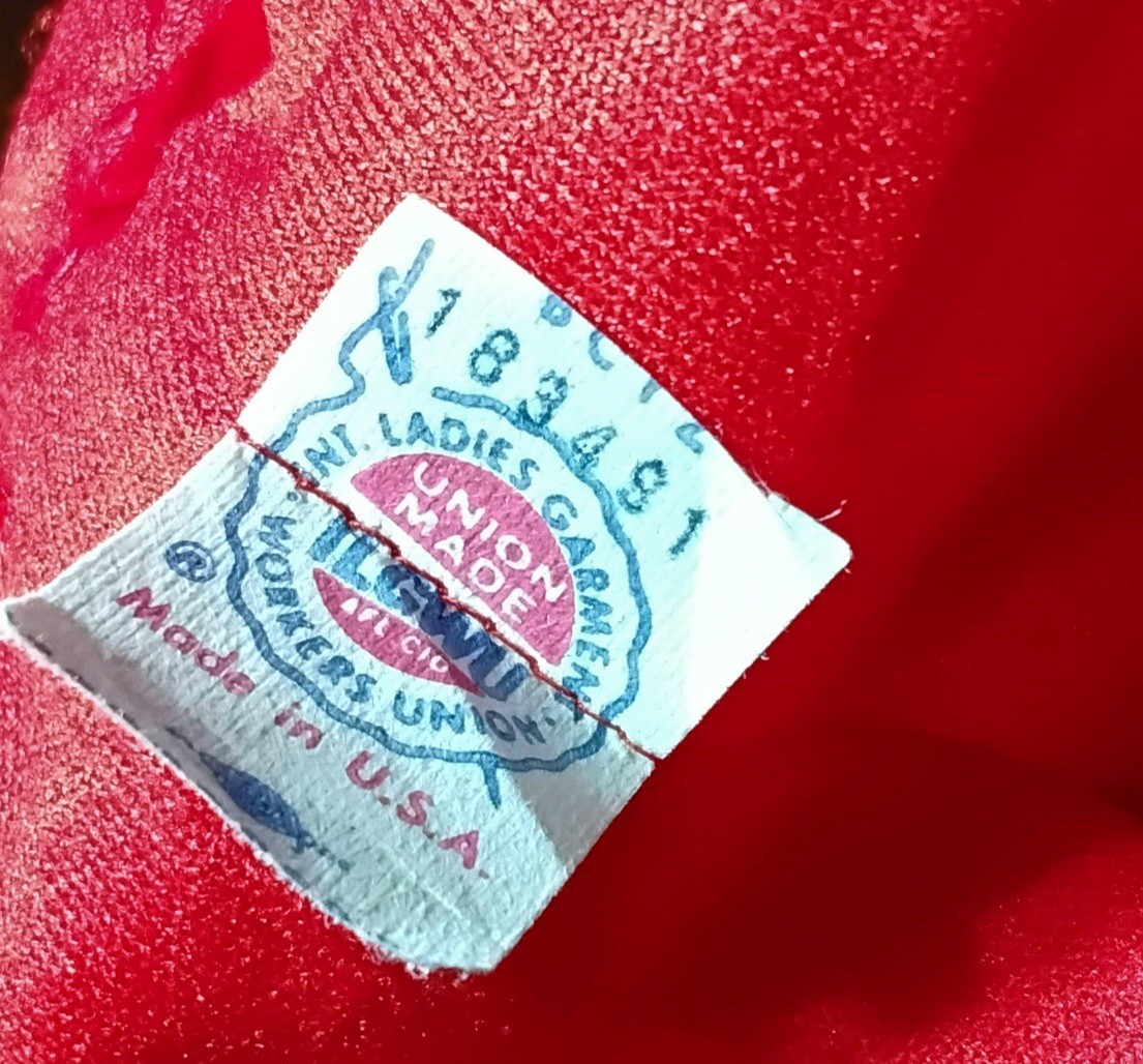 Vtg 70s Shawn Jrs Petite Long Sleeve Maxi Red Dress V Neck Sz 3 USA Union Label