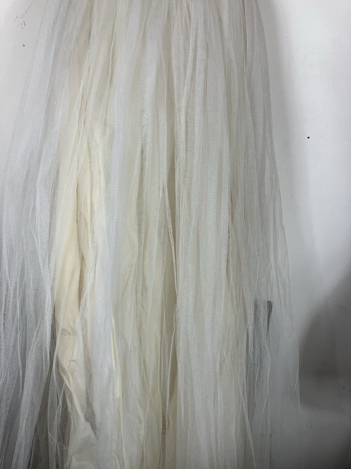 Vintage 1950s Ivory Lace Tulle Wedding Dress Gown Small