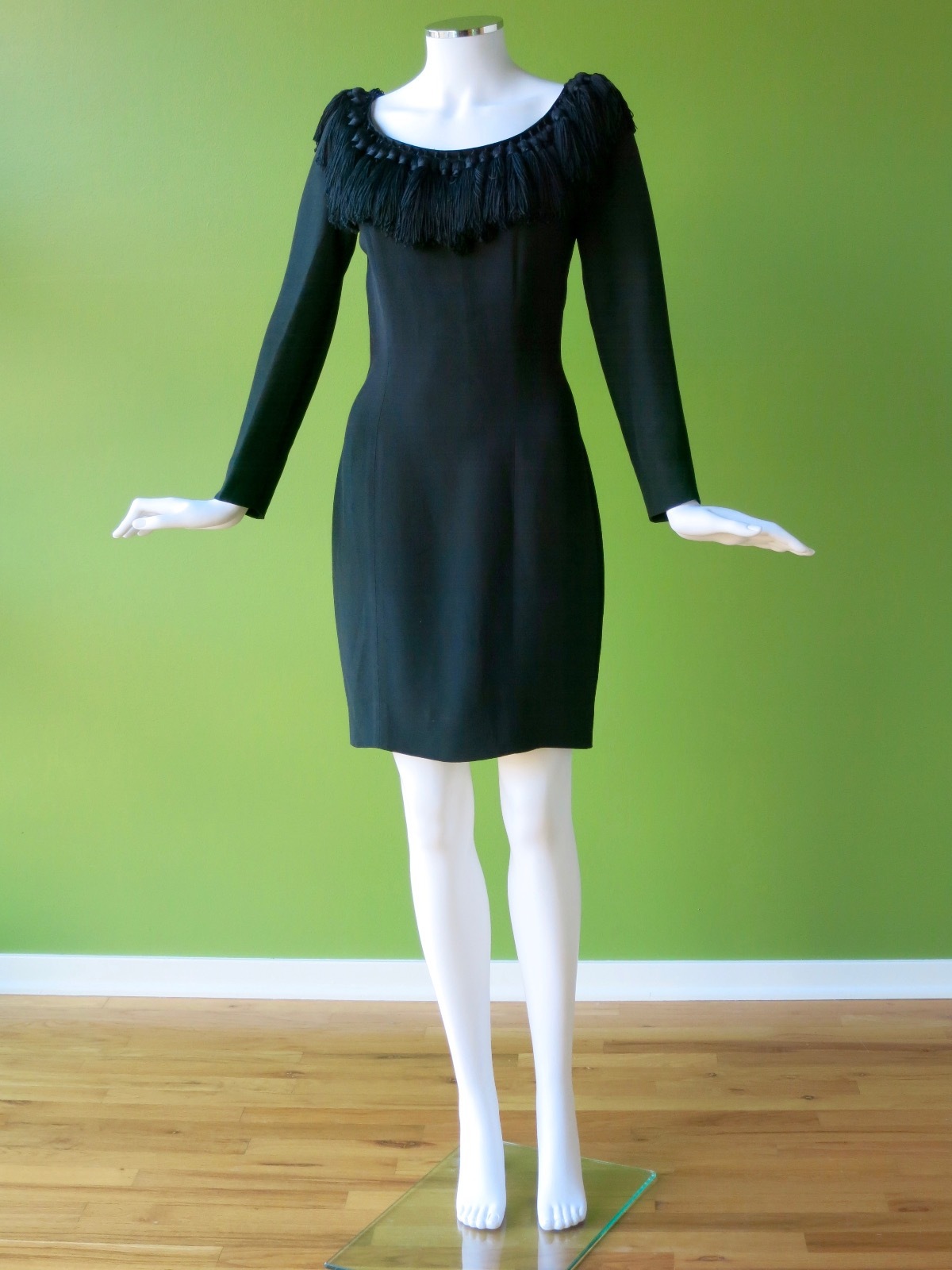 Gorgeous! Vintage Moschino Couture Tassled Little Black Dress – Size 6