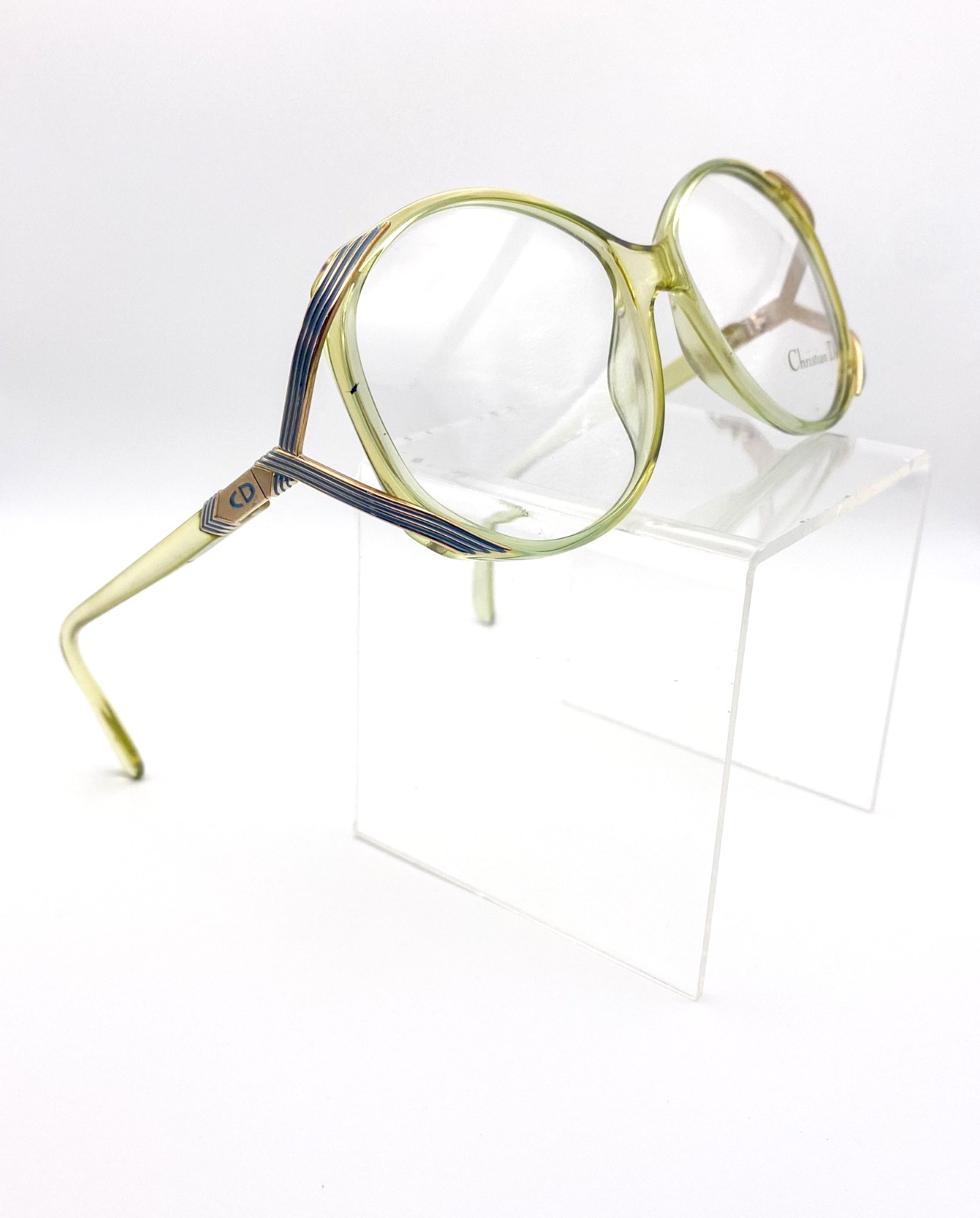 Women’s Christian Dior Vintage 1980s Green Oversized Optyl Eyeglasses NOS Frames