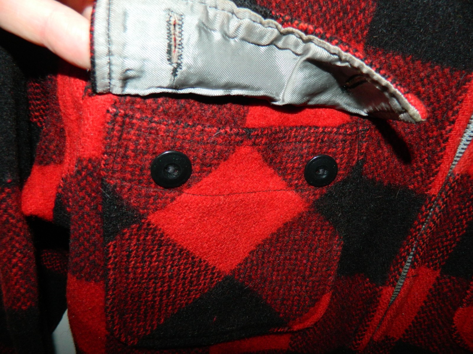 Vintage 1960s 5 Brother Wool Buffalo Plaid Hunting Jacket Red/Black VERY NICE