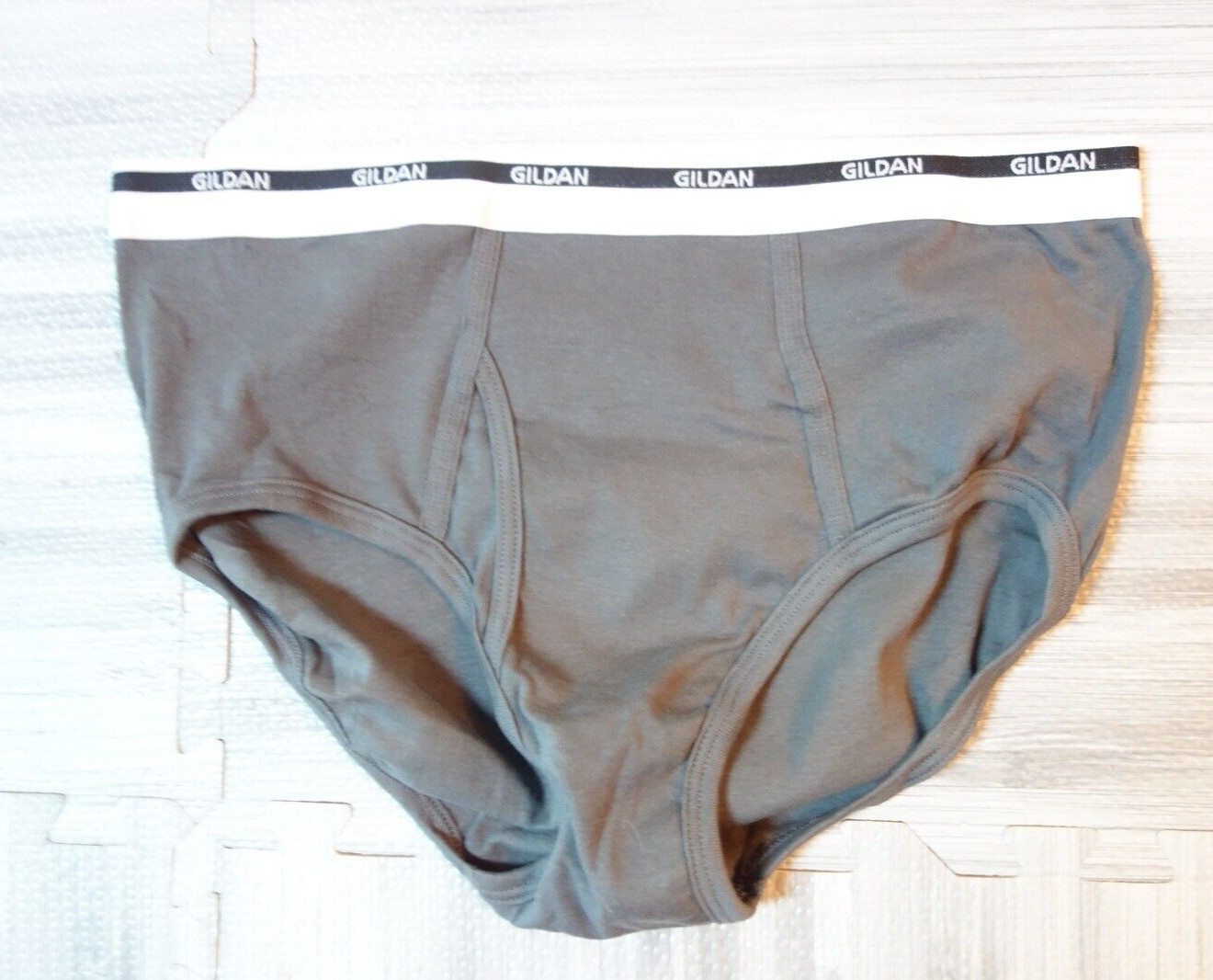 Vintage Gildan Underwear Fly Front Brief Gray XL (40-42)