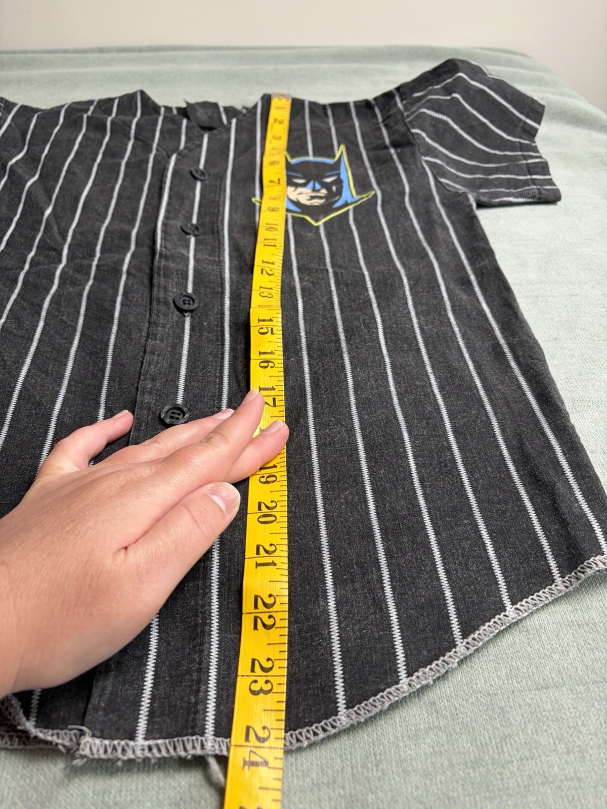 Batman 1991 Vintage Pinstripe RARE Shirt Baseball Style 24x17inches Sz 12Y