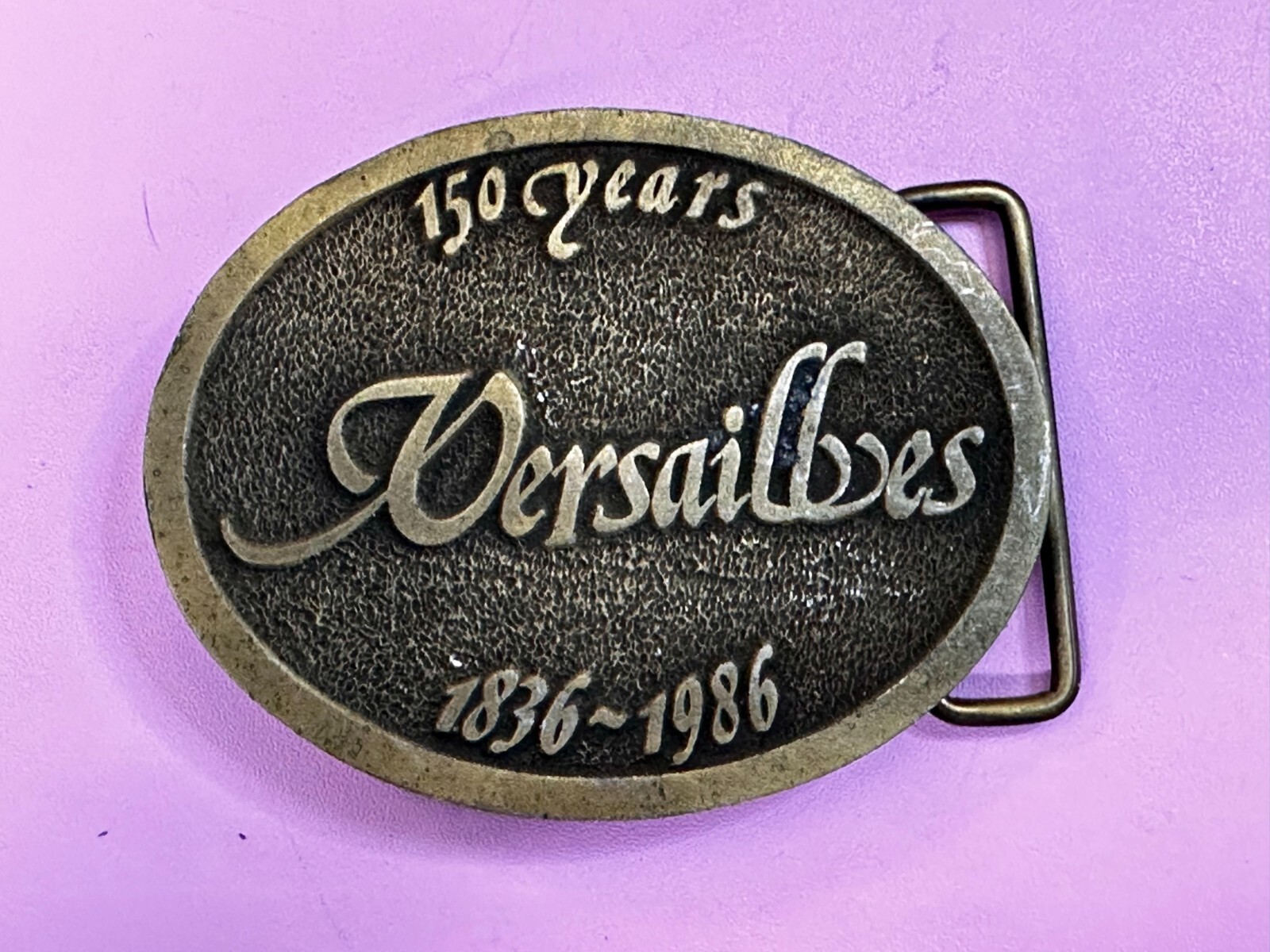 Versailles, Illinois sesquicentennial 150 Years 1836-1986 CD Hit Belt Buckle