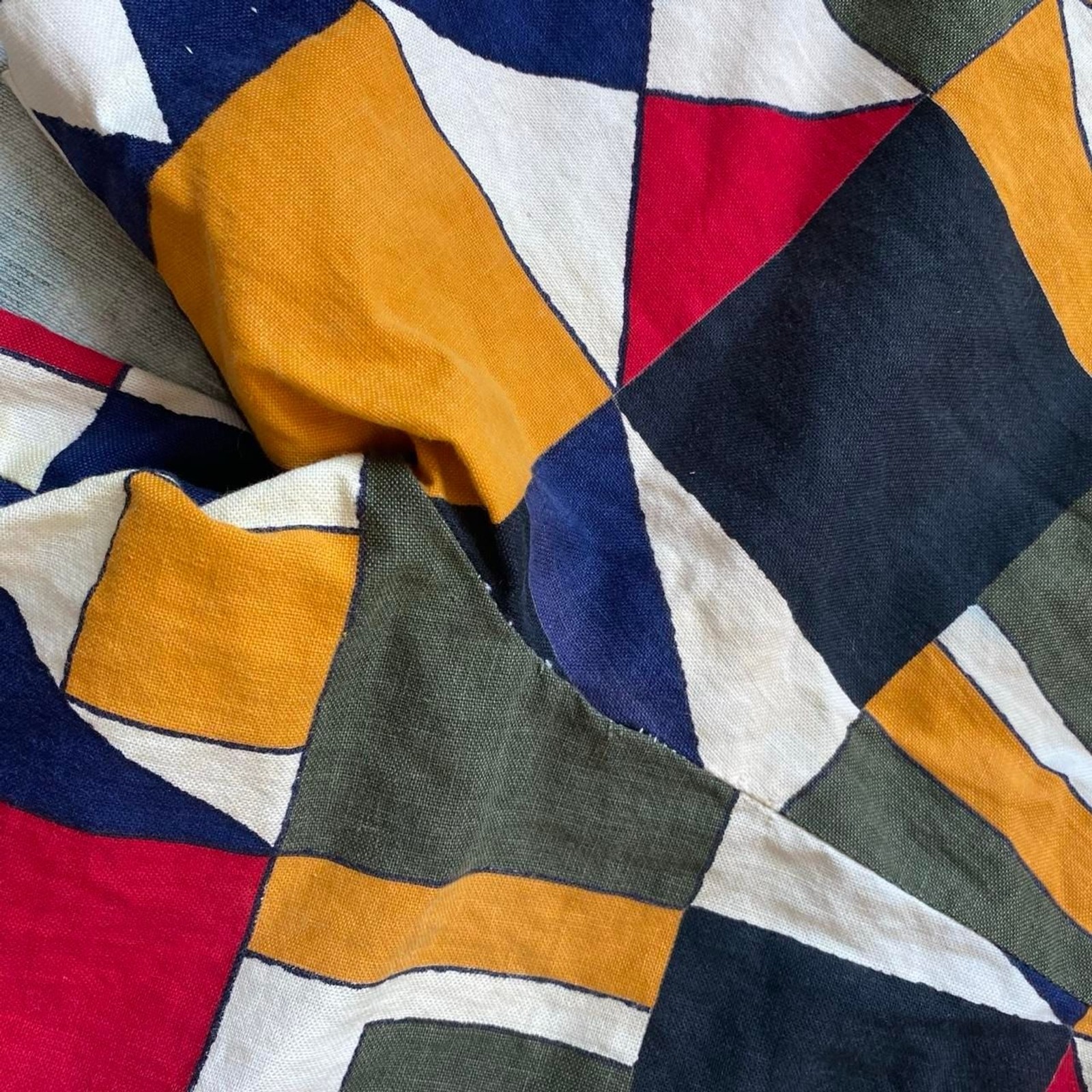 1960s geometric pattern cotton side zip shorts