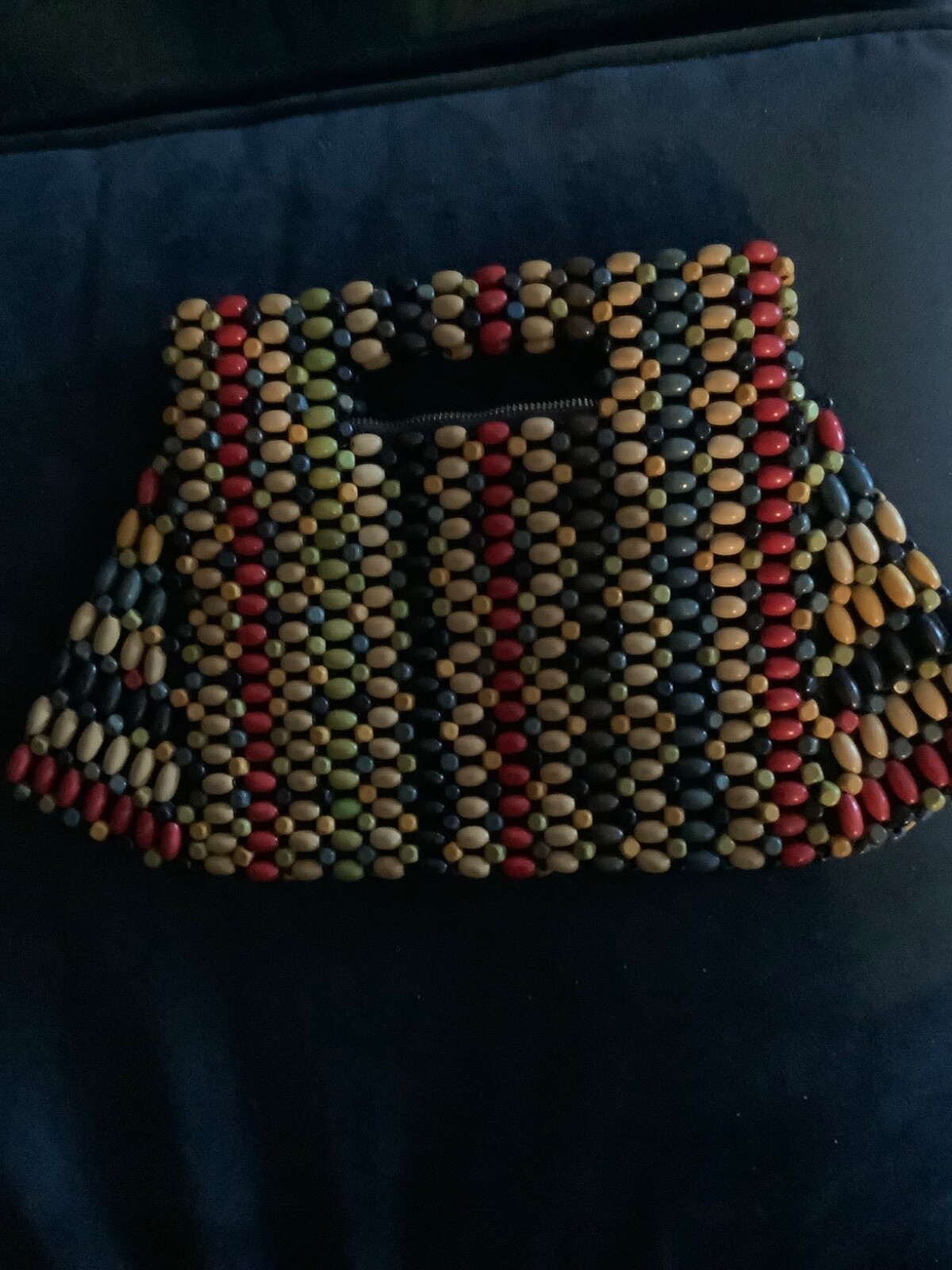 wooden beaded multicolored vintage purse