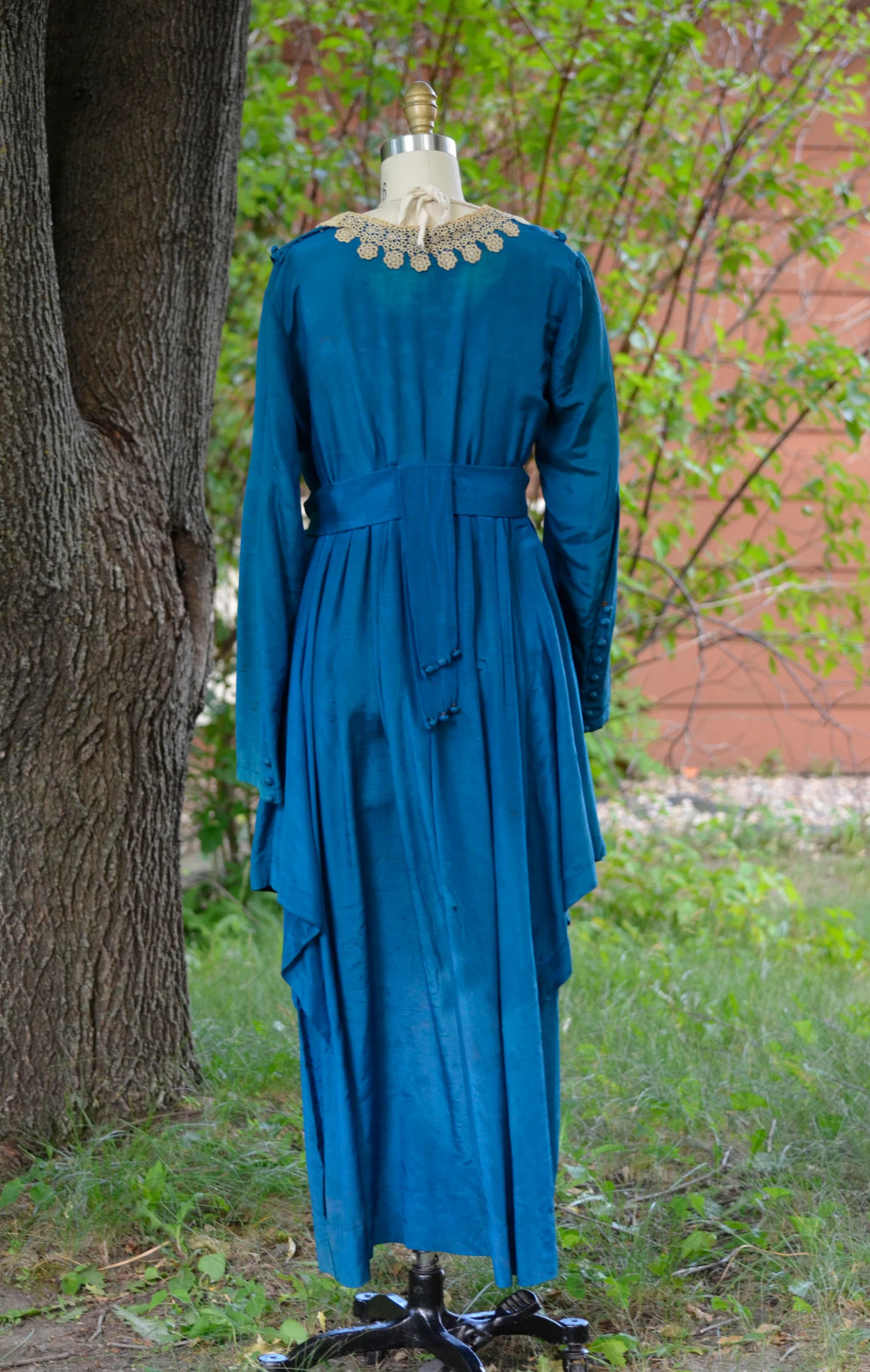 1910s 1900s antique Turquoise Silk Dress – M/L