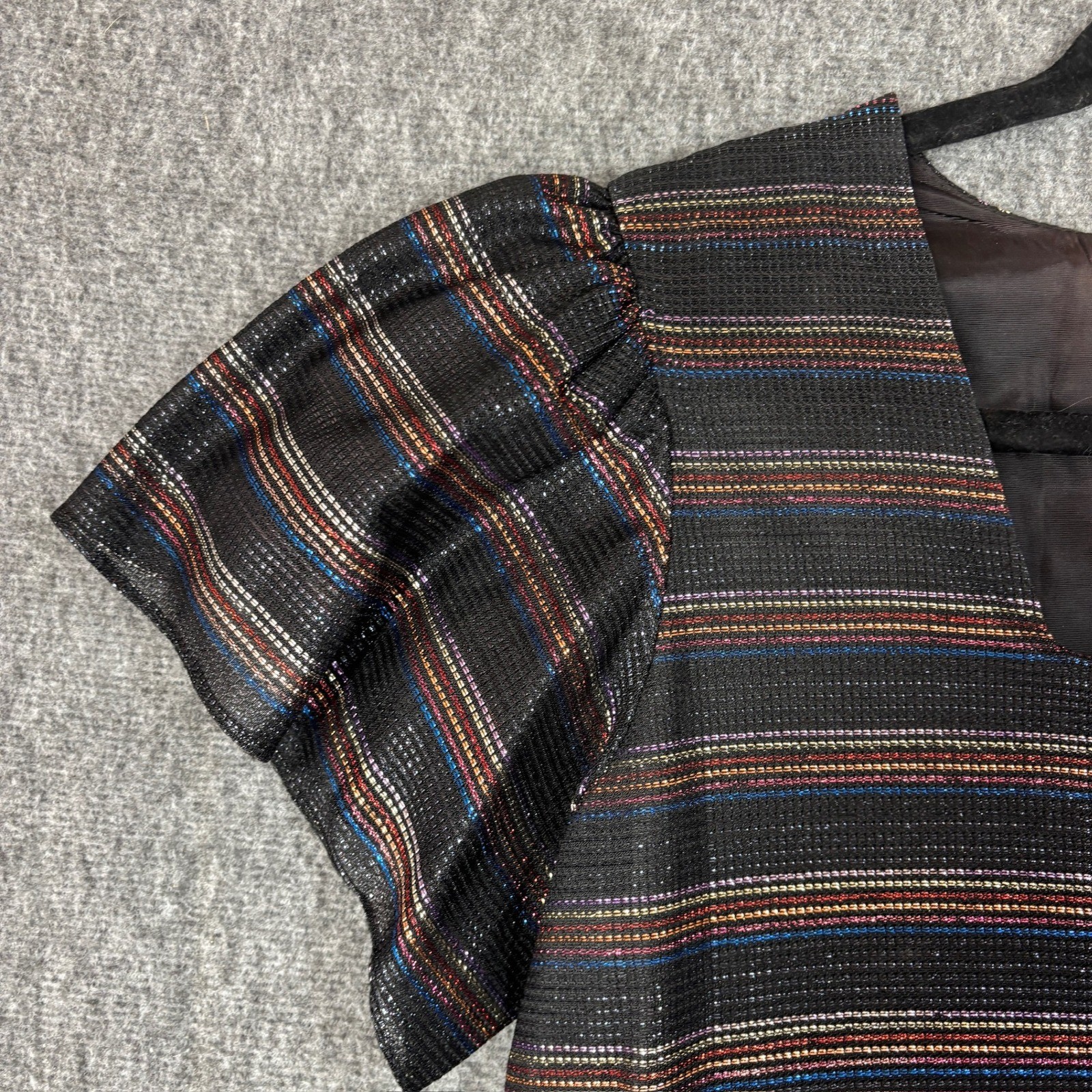 Hill Street Clothing Co Vintage 70s Metallic Striped Drop Waist Dress NWT 7/8