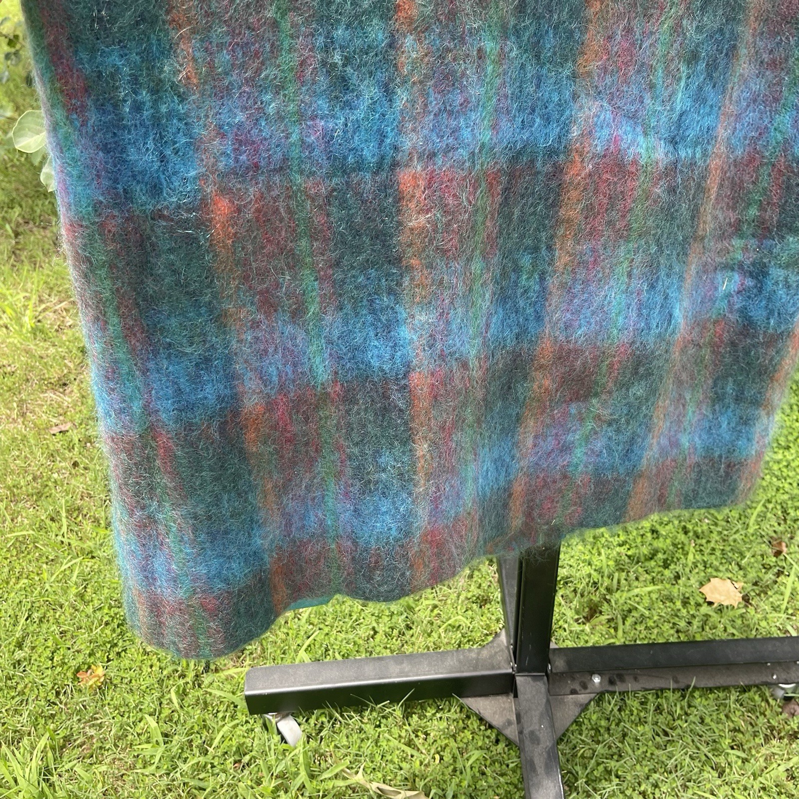 Vintage 70s 80s RIEL Coat Company Blue Rainbow Mohair Long Jacket Union made