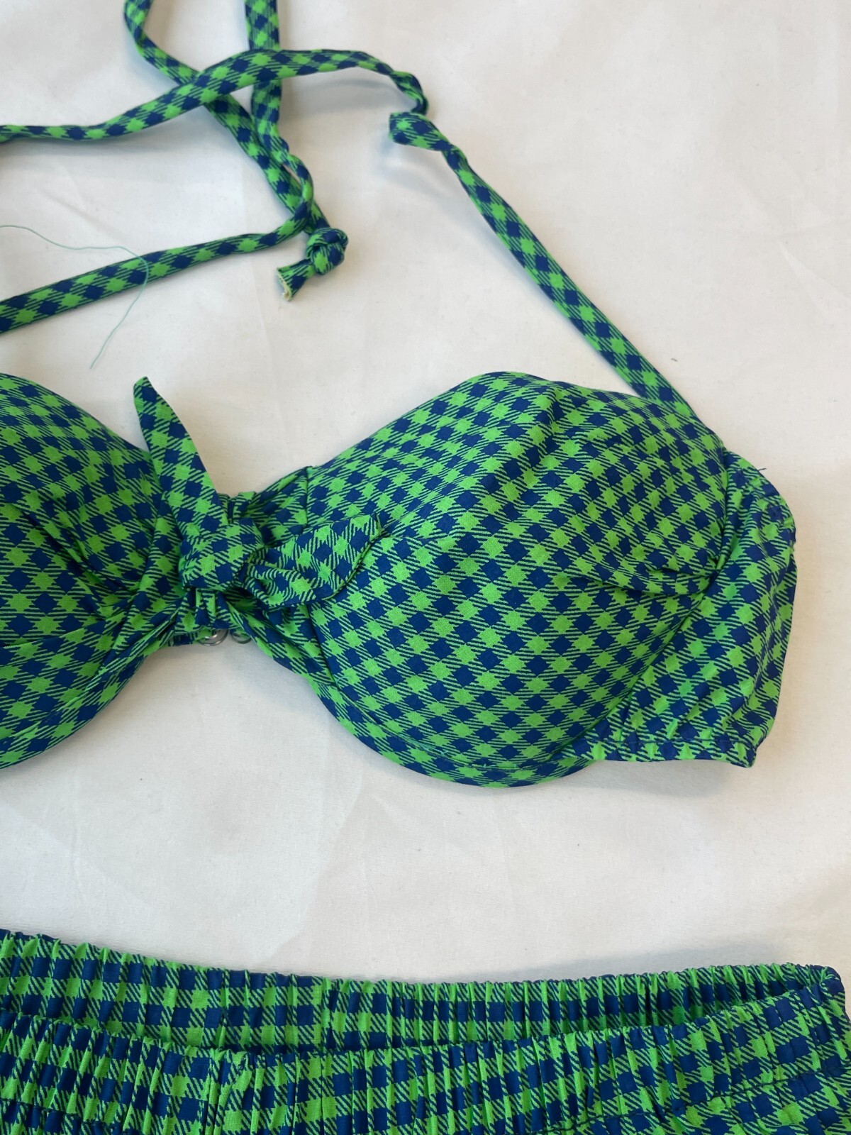 VTG 90s does 60s Deadstock Bikini Underwire Push Up Gingham Pin Up Rockabilly