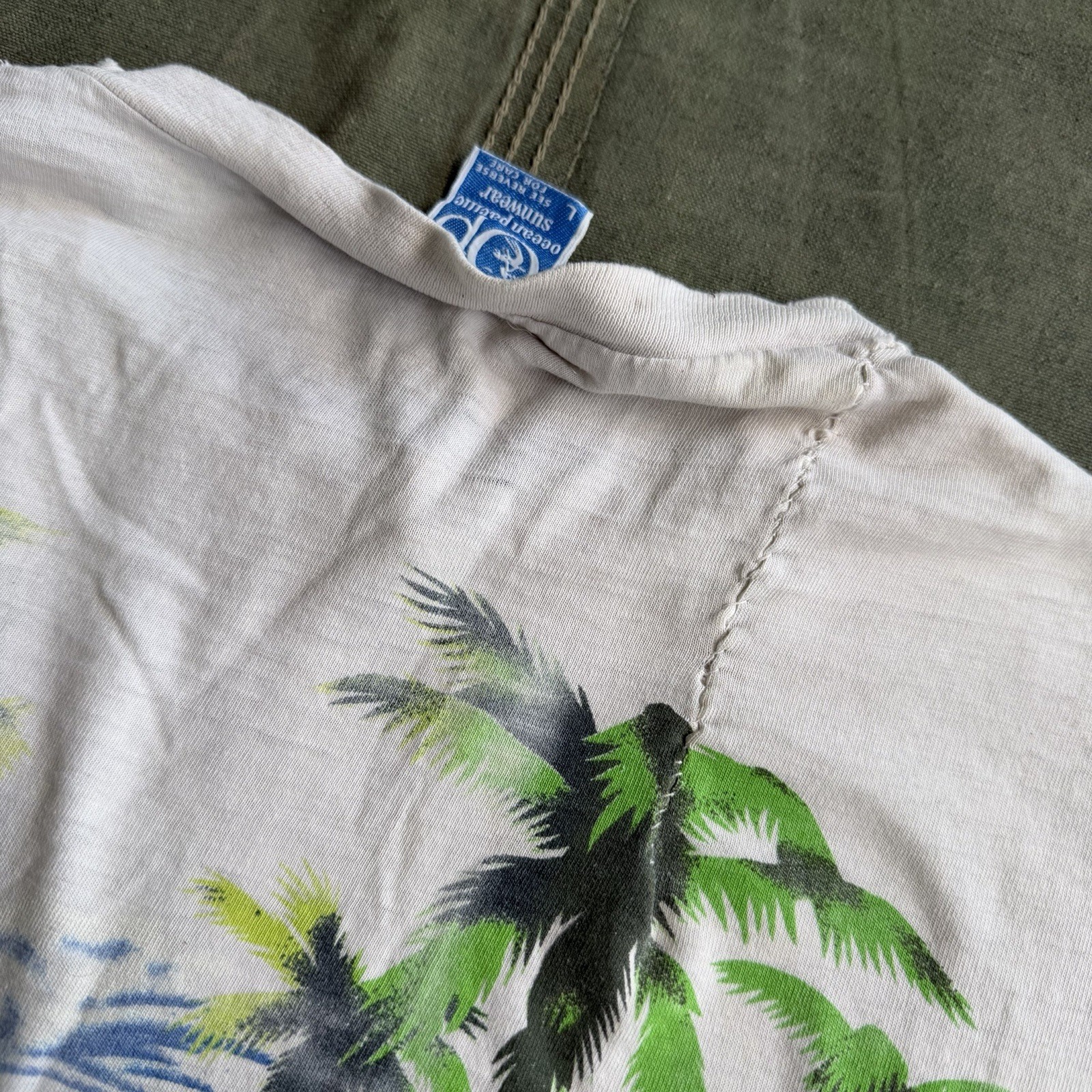 1970s Ocean Pacific OP Surf T Shirt Vintage Water Print Beach Aloha 1980s