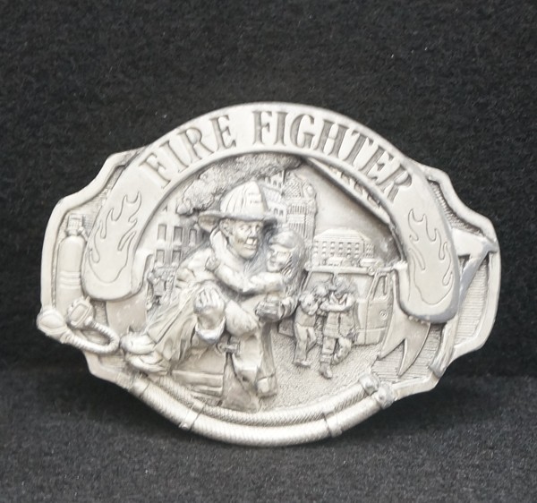 WA17163 *NOS* VINTAGE 1993 **FIRE FIGHTER** PEWTER ARROYO GRANDE BELT BUCKLE