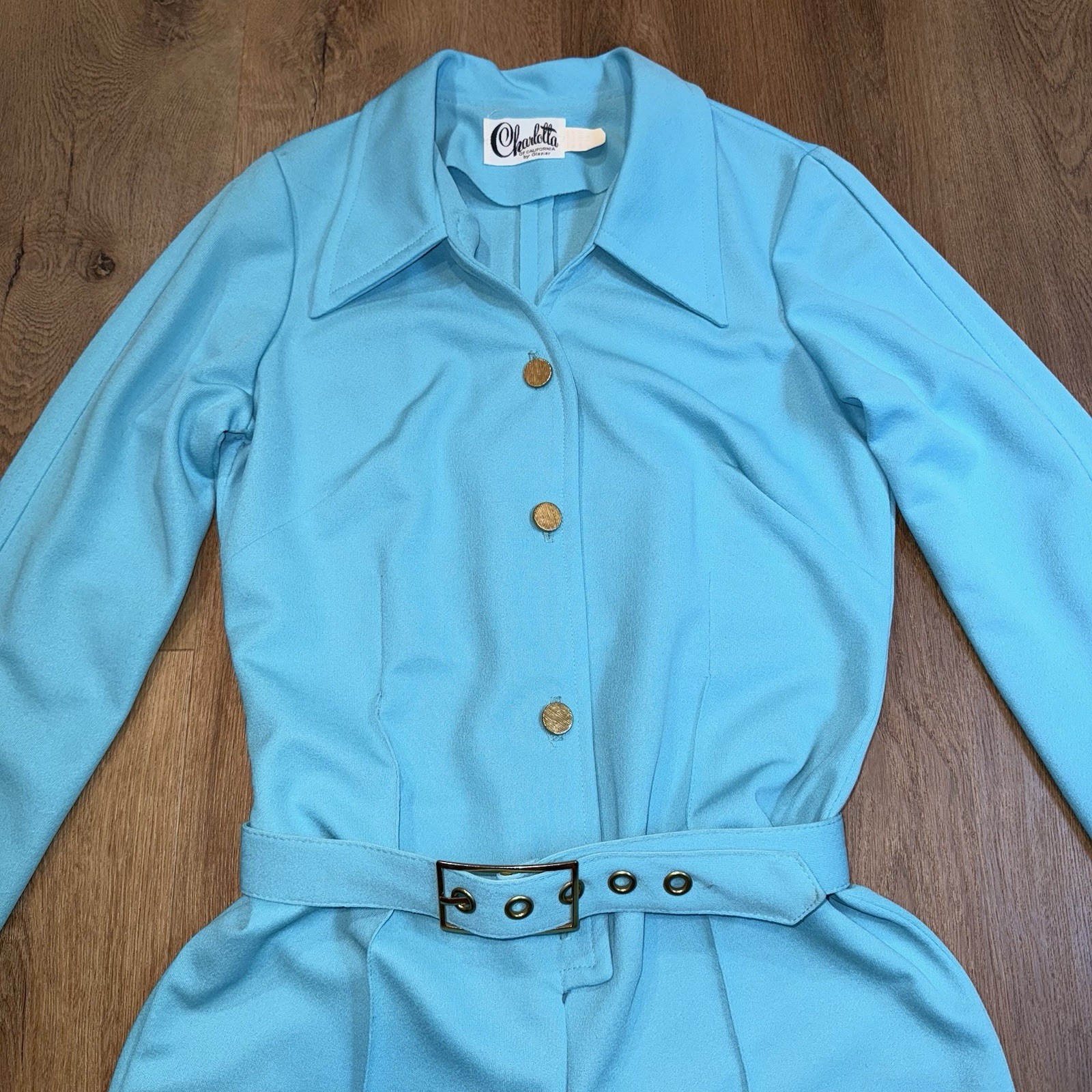 Vtg 60s 70s Jumpsuit Bell Bottom One Piece Leisure Jump suit Disco Mod Womens 14