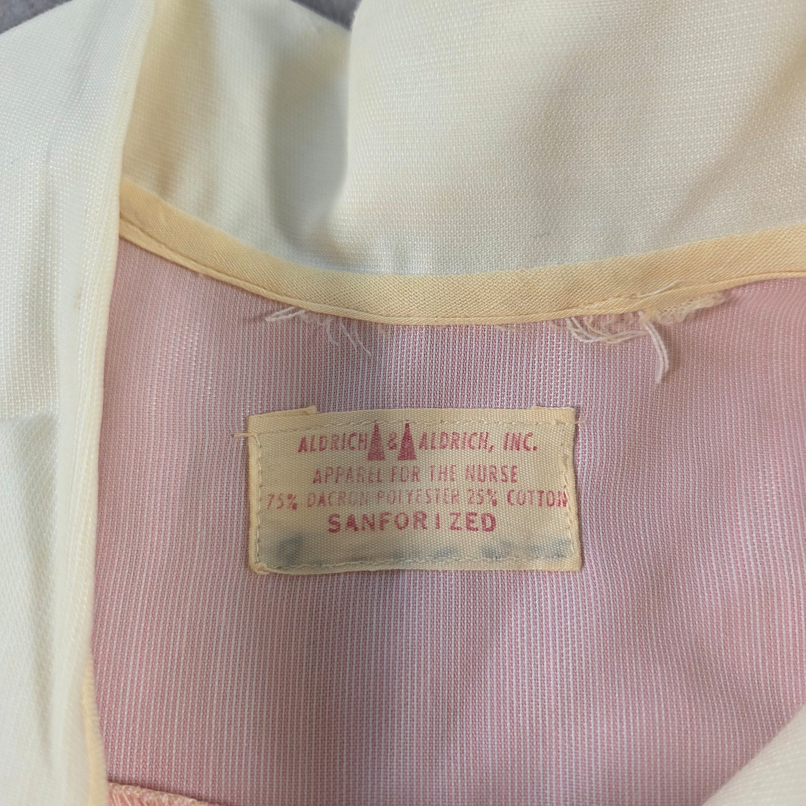 Vintage Nurse Uniform Womens XL 2XL Pink Dress Aldrich Sanforized 50s 60s