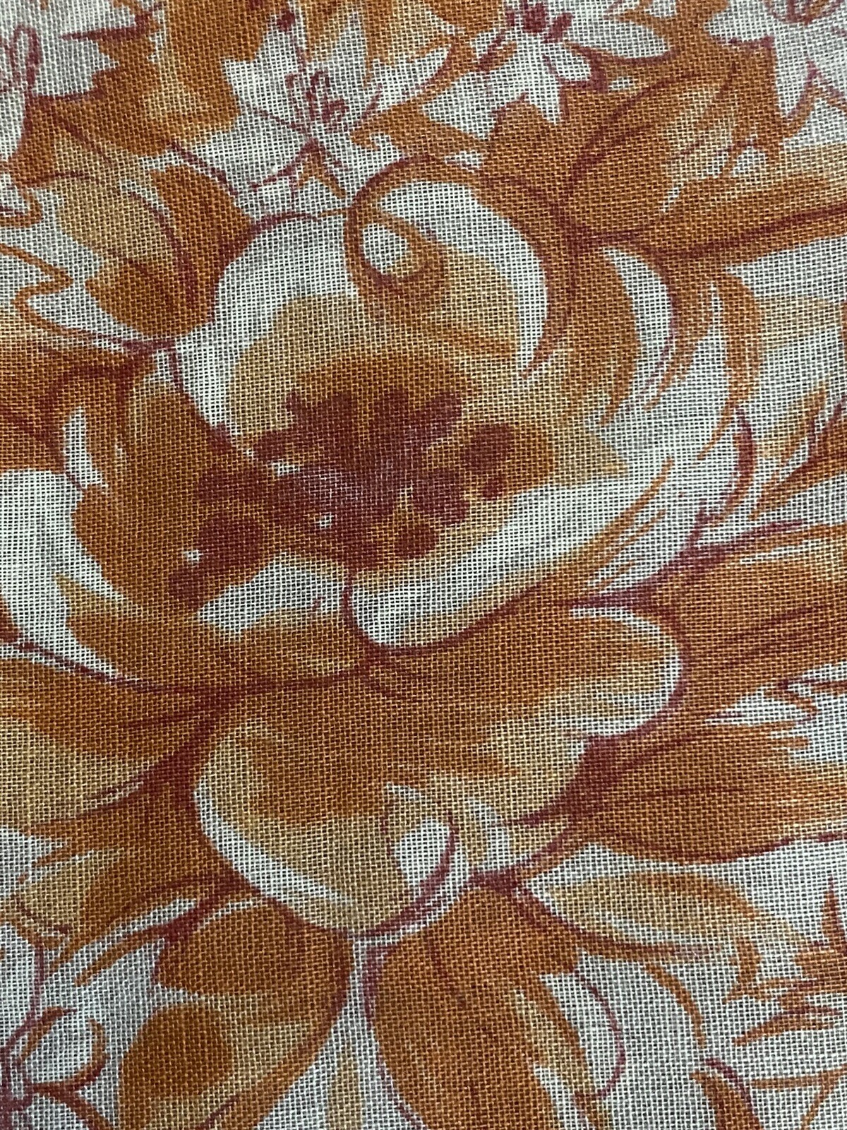 Vintage Ladies Handkerchief Hanky Orange Floral and Ribbon DesignScalloped Edge
