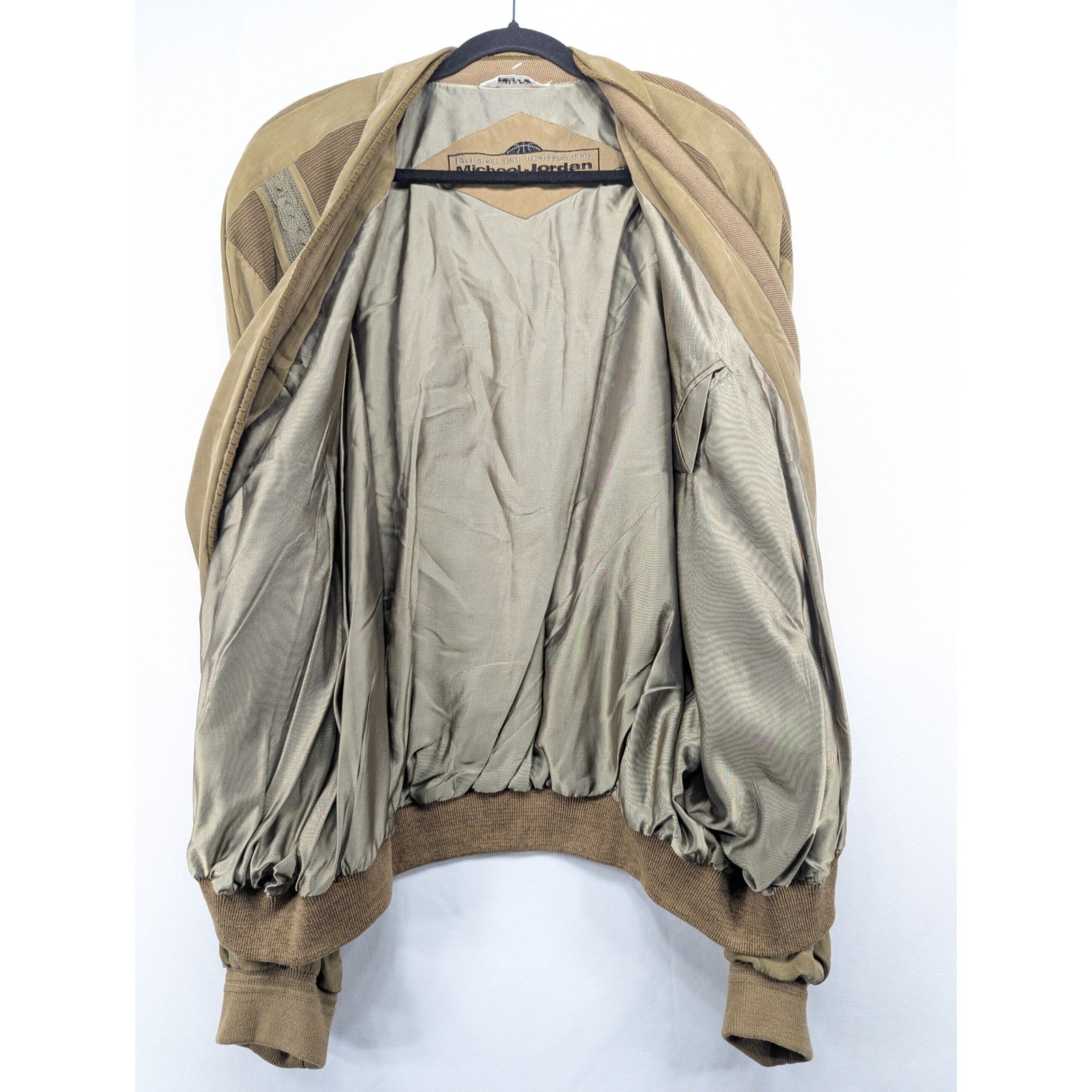 Bugatchi Uomo Michael Jordan Vintage 100% Silk Bomber Jacket Brown 90s XL