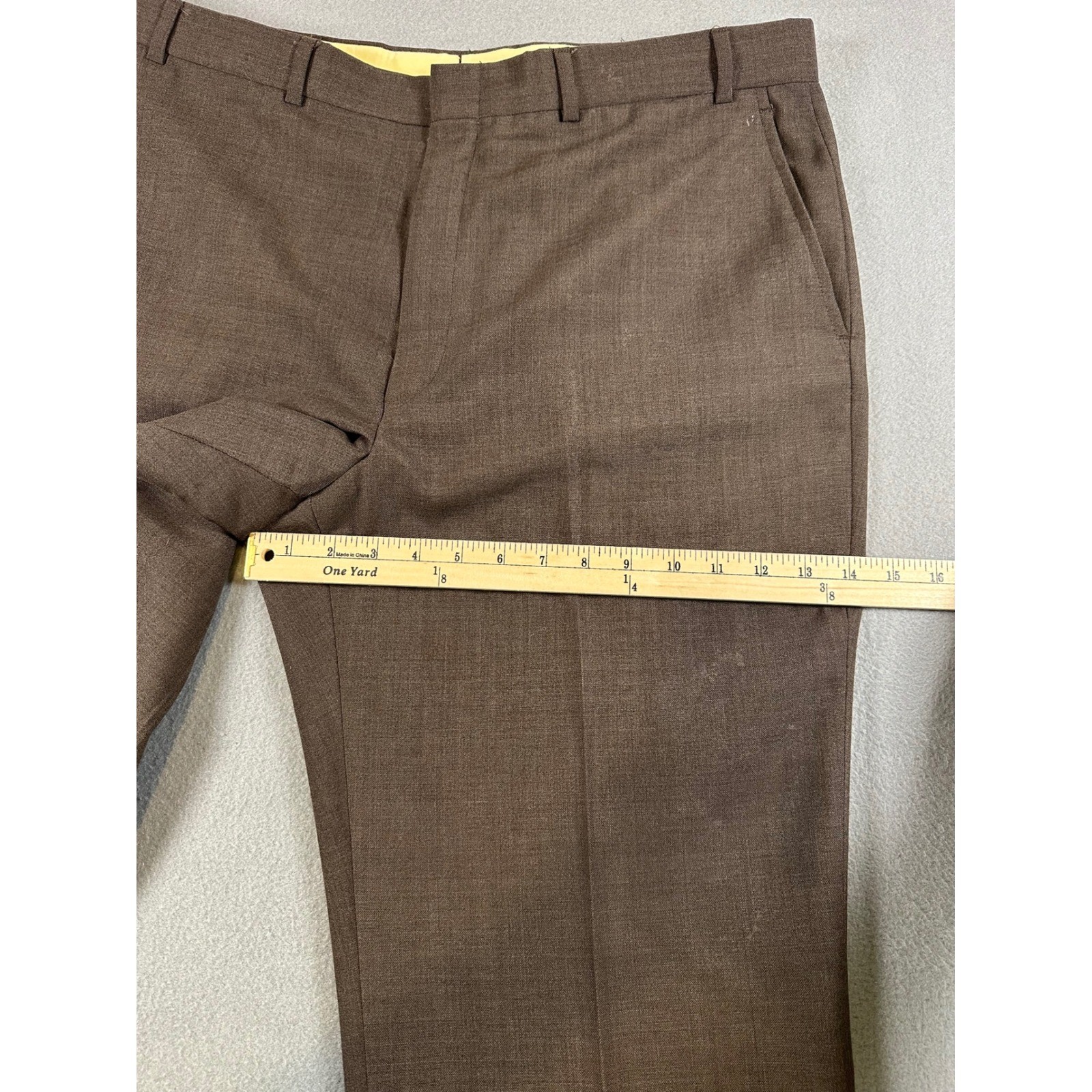 Towncraft Vintage Mens Brown Flat Front Dress Pants Made in USA Size 38