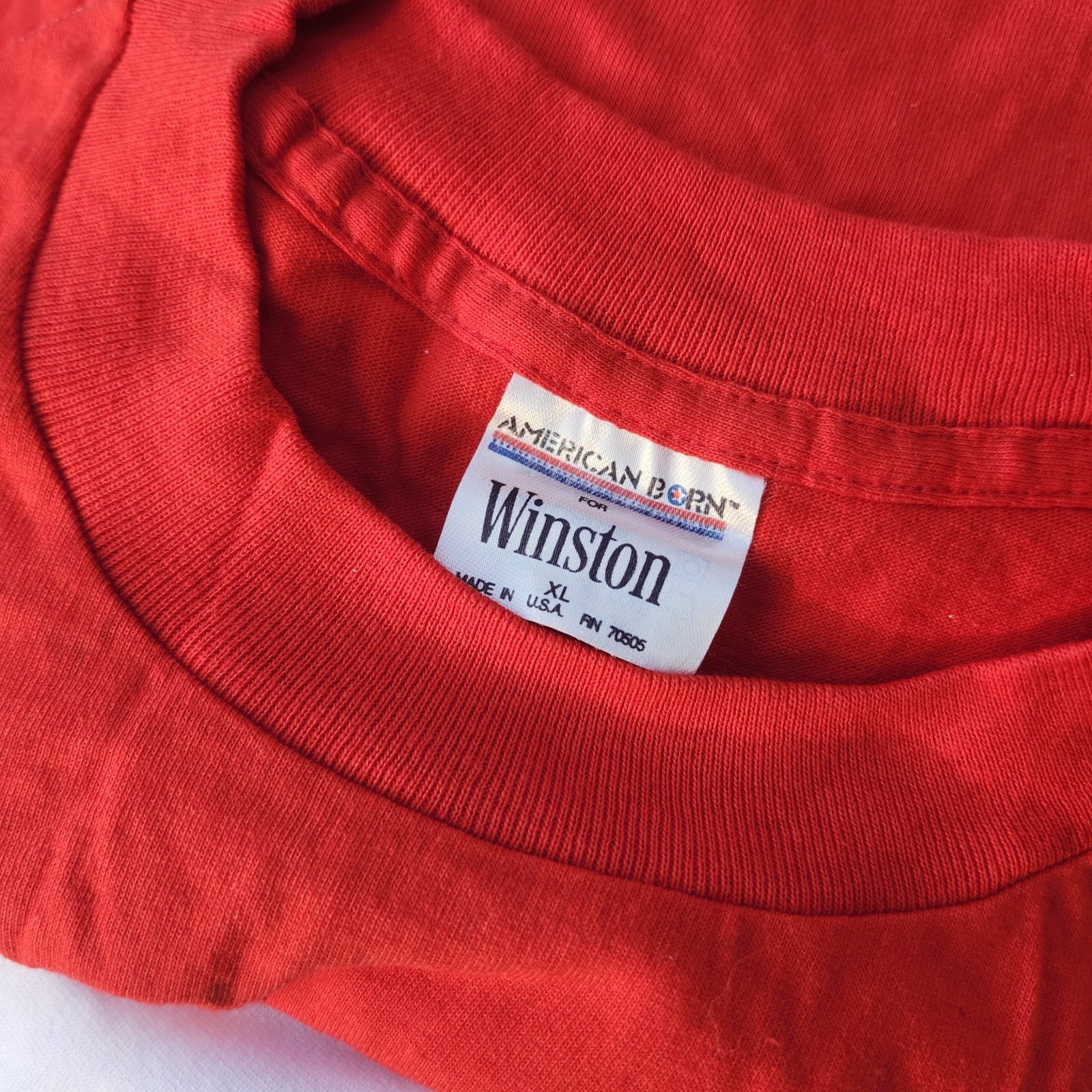 Winston Mens XL Red Cotton Crew Neck Pocket Tee Double-Sided Eagle Graphic