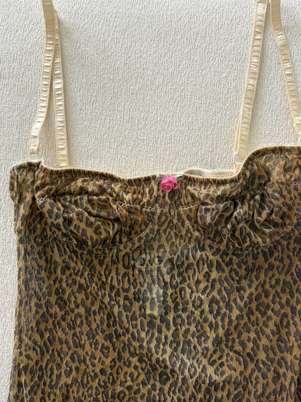 Vtg Rare Y2K Dolce & Gabbana Sheer Leopard Corset Bustier Slip Cami Dress Top S