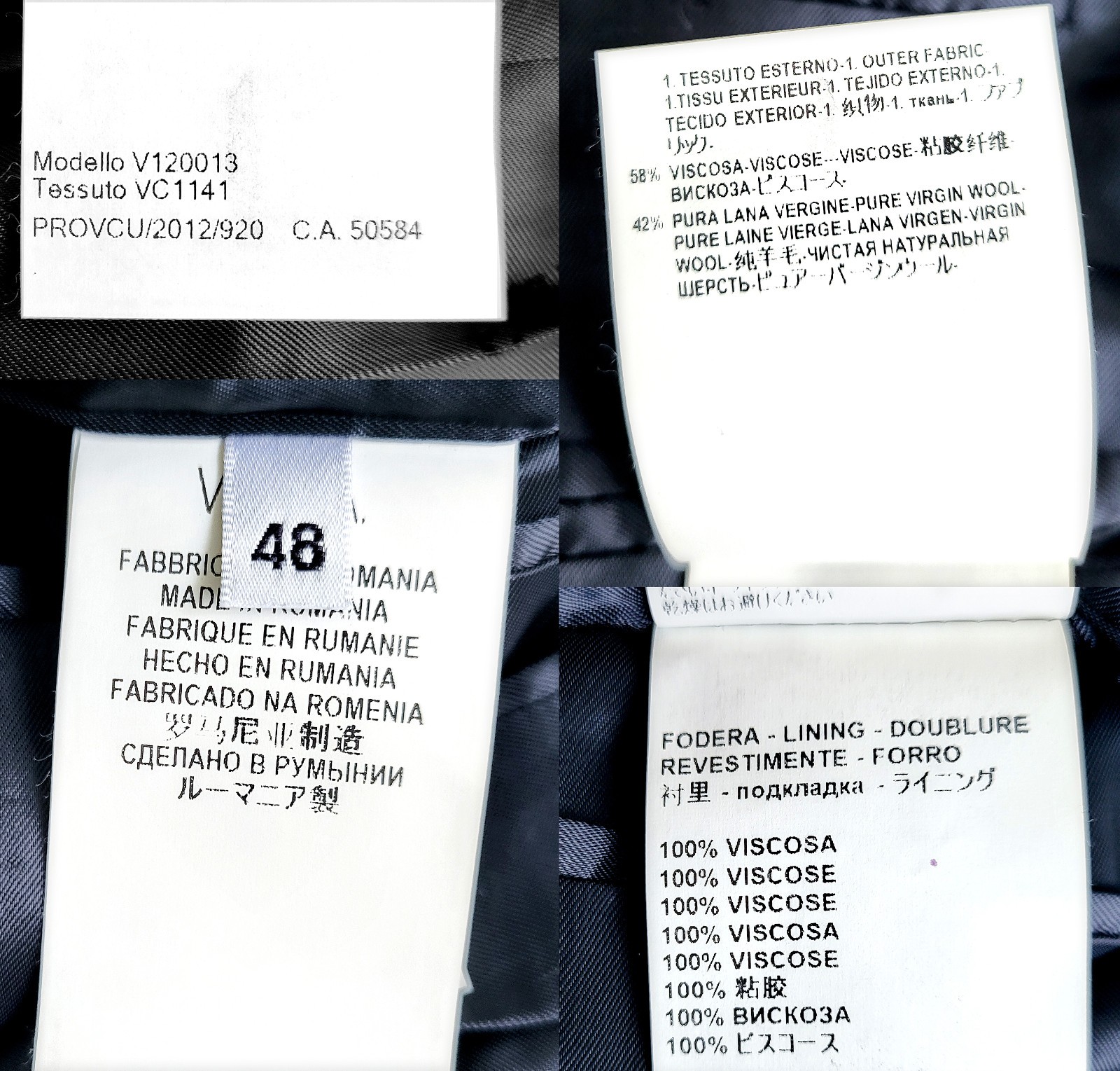 Versace Collection 2012 Navy Tuxedo Suit Blazer Men’s IT 48 US 38R Model V120013