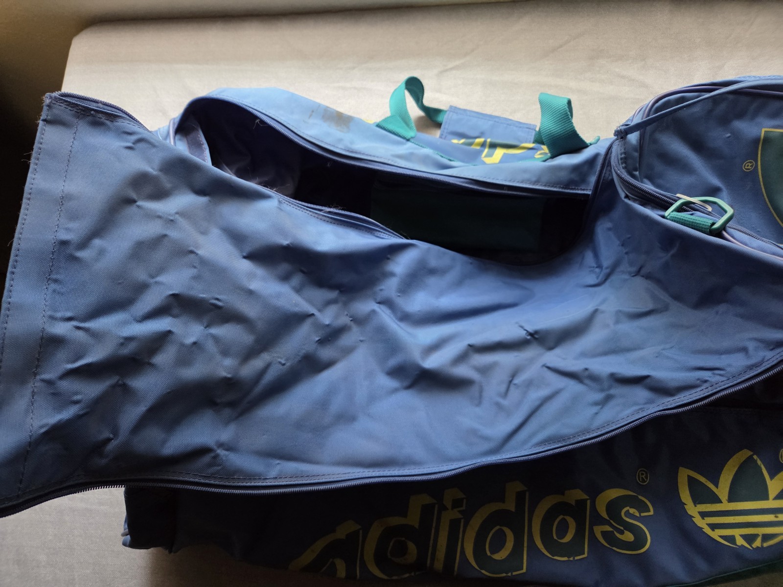 VTG 70s 80s Adidas Duffle Bag West Germany Made In Republic Of Korea 31″x13″x13″