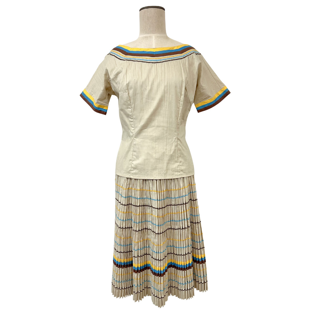 Vintage 1950s Jojanto NM Southwestern 3pc Patio Fiesta Rickrack Skirt Set