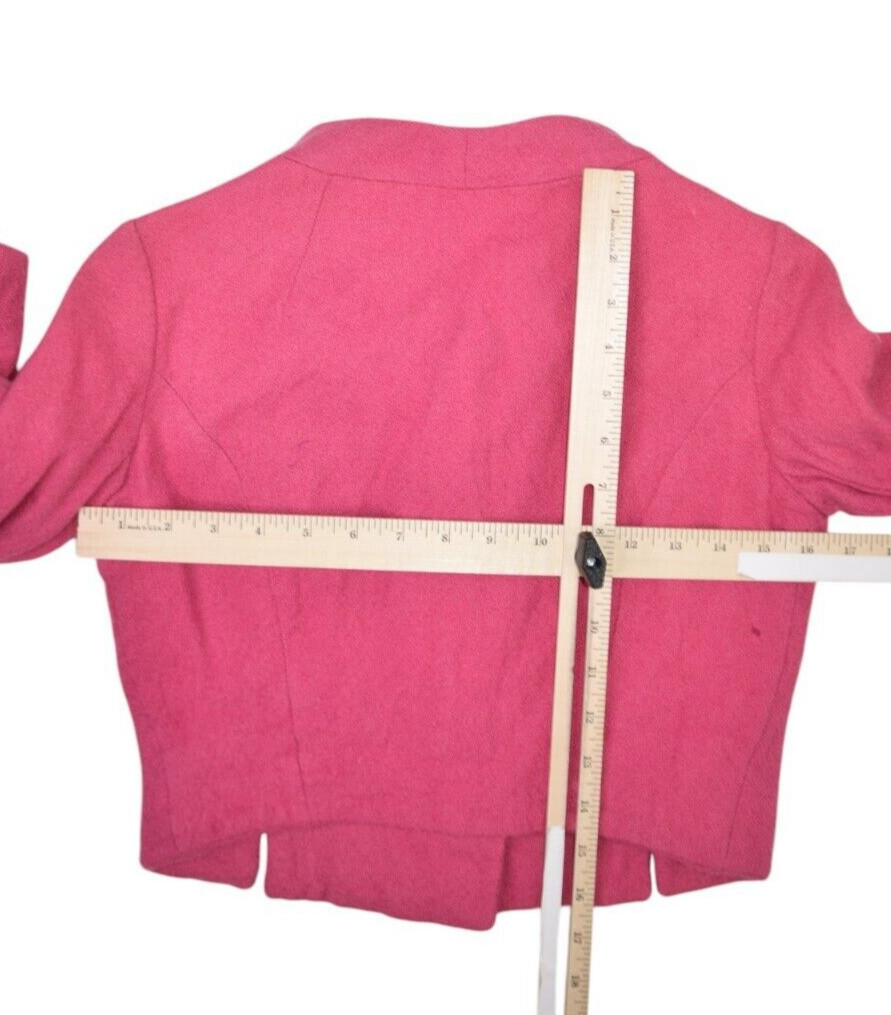 Vintage Wool Jacket Womens XS Pink 70s Big Button Lined Business Casual Barbie