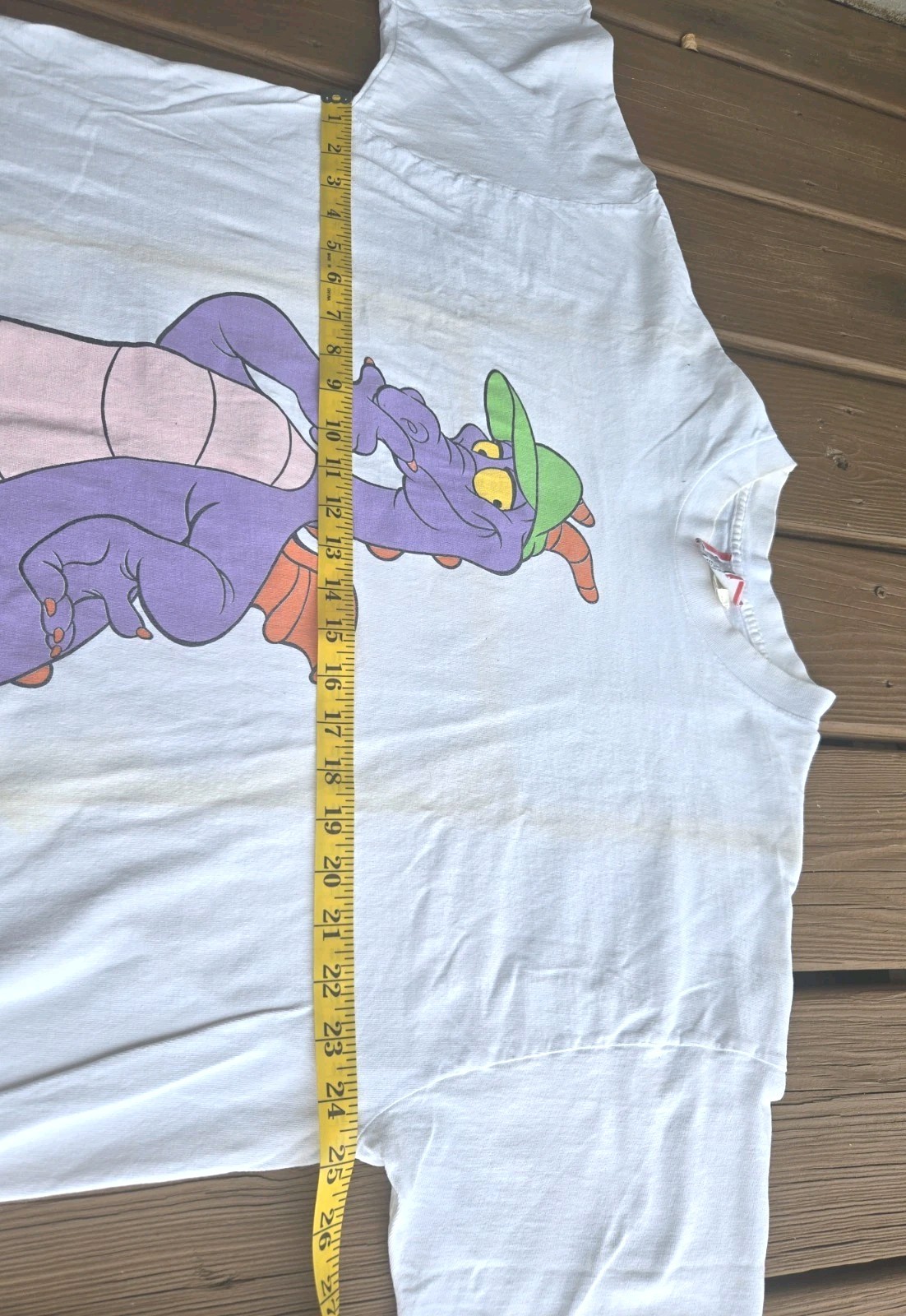 Vintage Disney Figment Dragon Epcot 2 Sided Promo Cartoon T-Shirt 90s USA READ