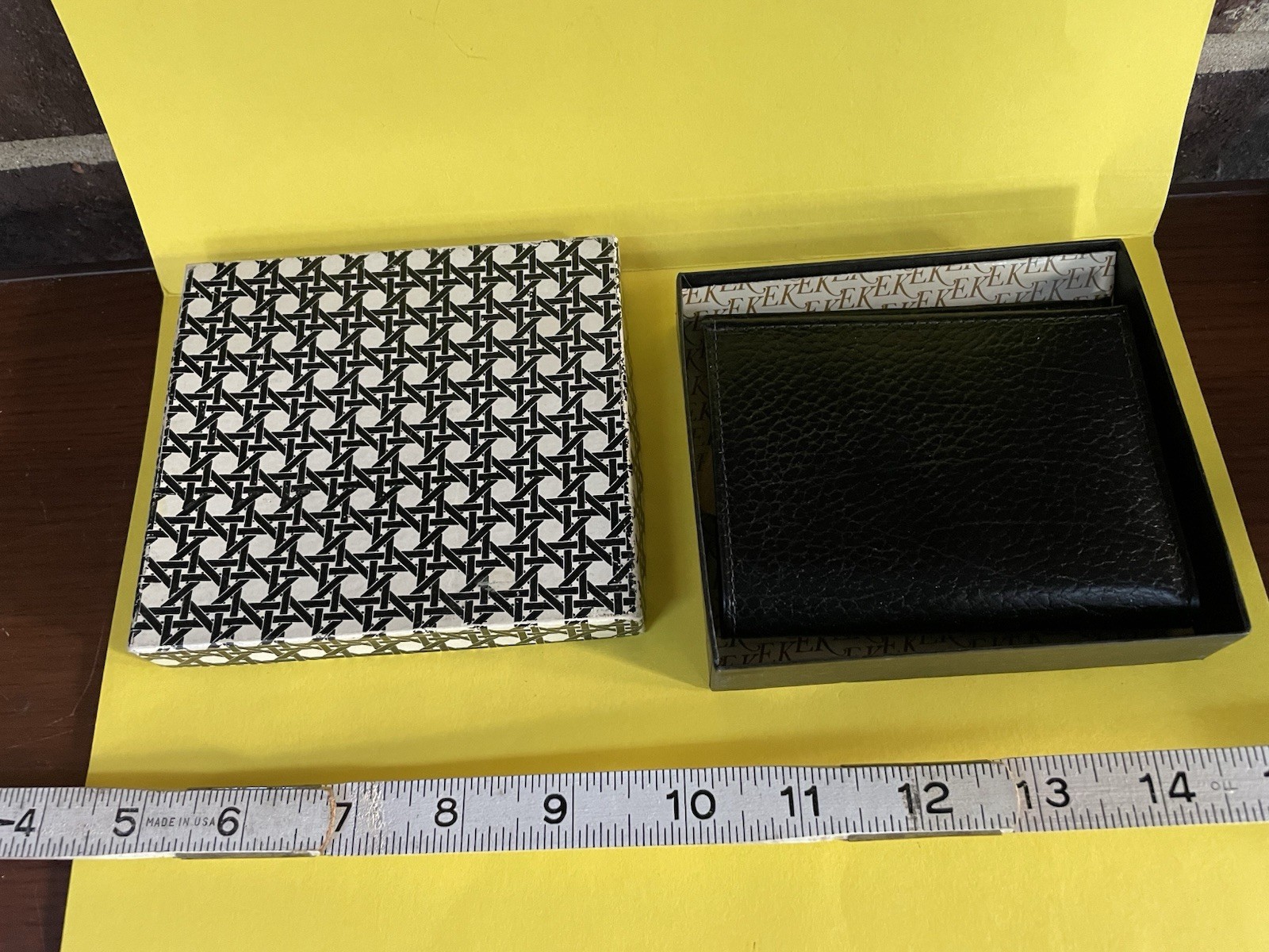 Vintage wallet Enger Kress Fine Leather Billfold USA with Box NOS Black 1960s