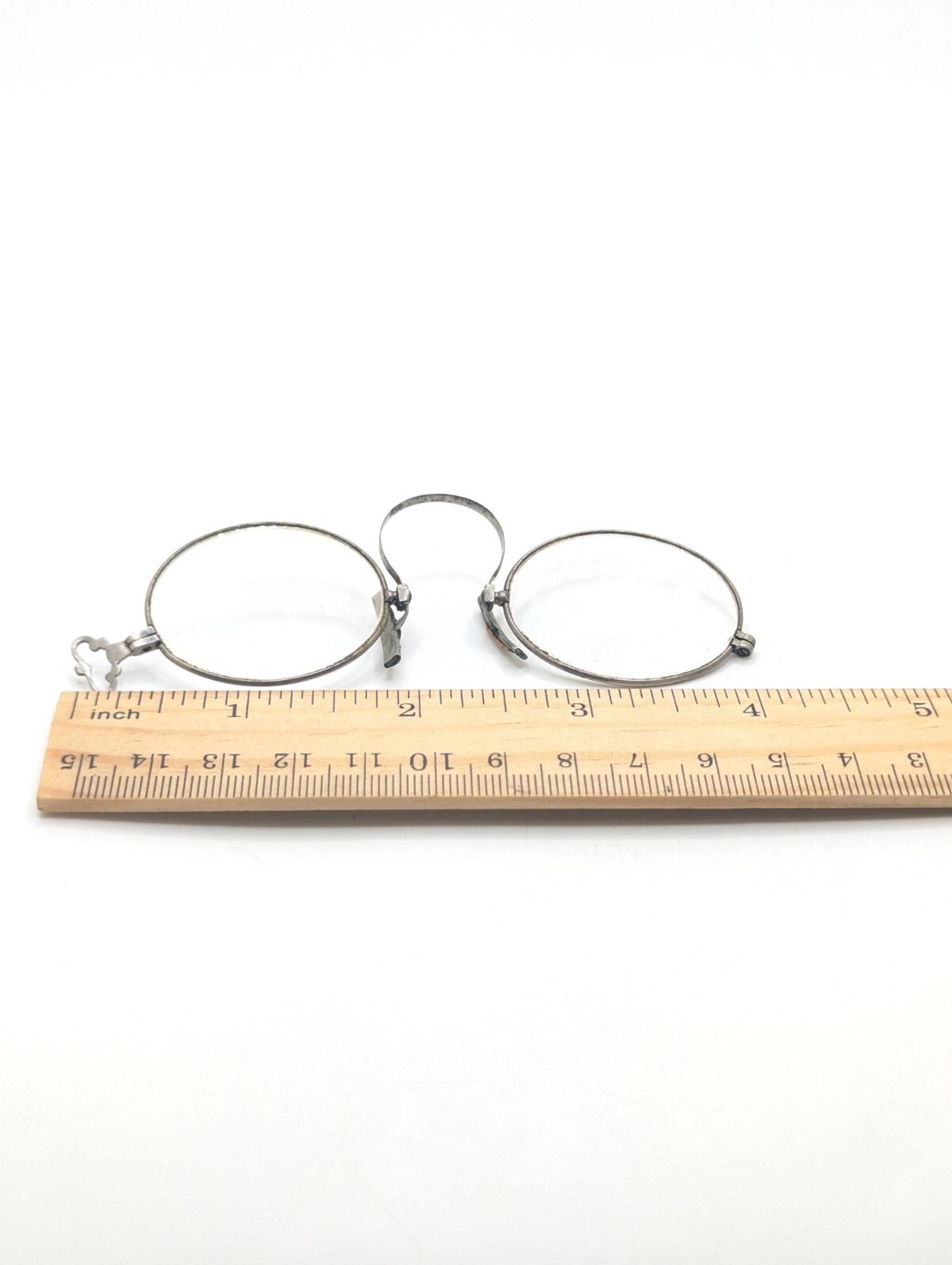Antique 1920s Pince Nez Eyeglasses Pinch Nose Glasses Spectacles Silver Tone