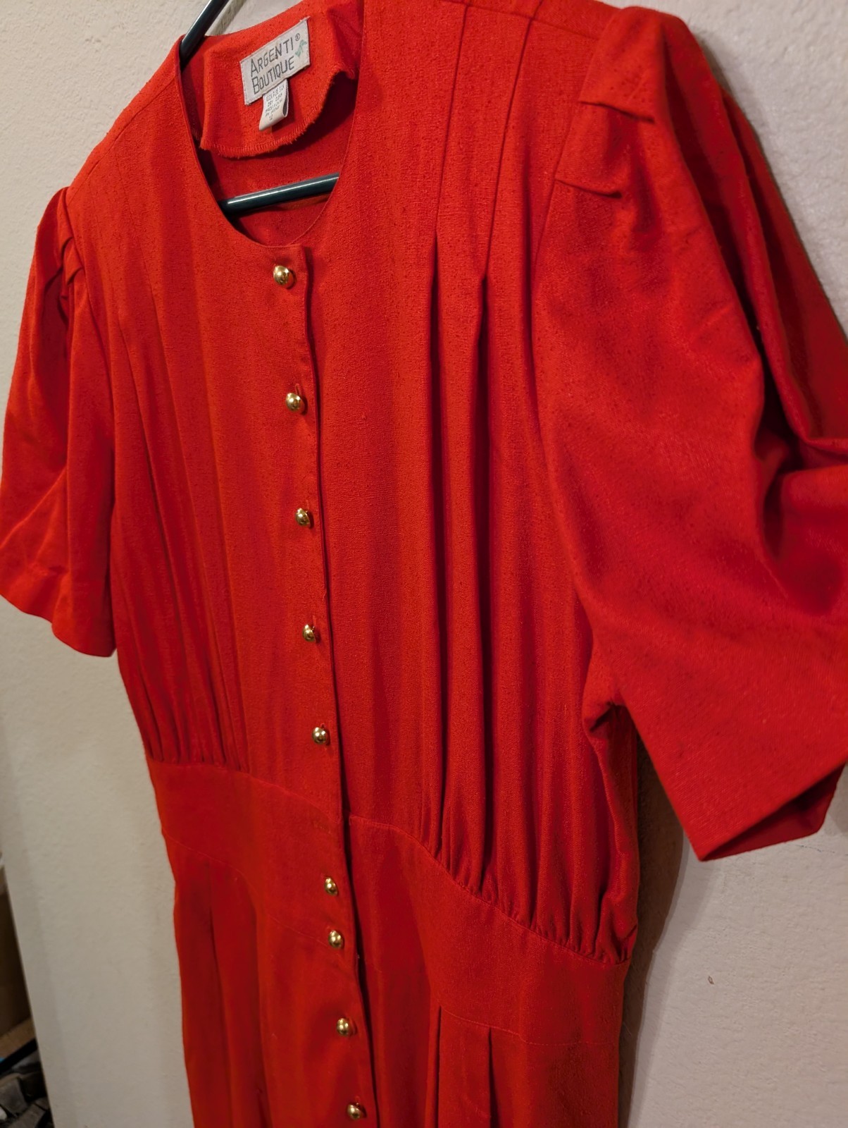 Women’s Argenti Boutique 100% Silk Button Up Dress Size 12, 1980s Vintage