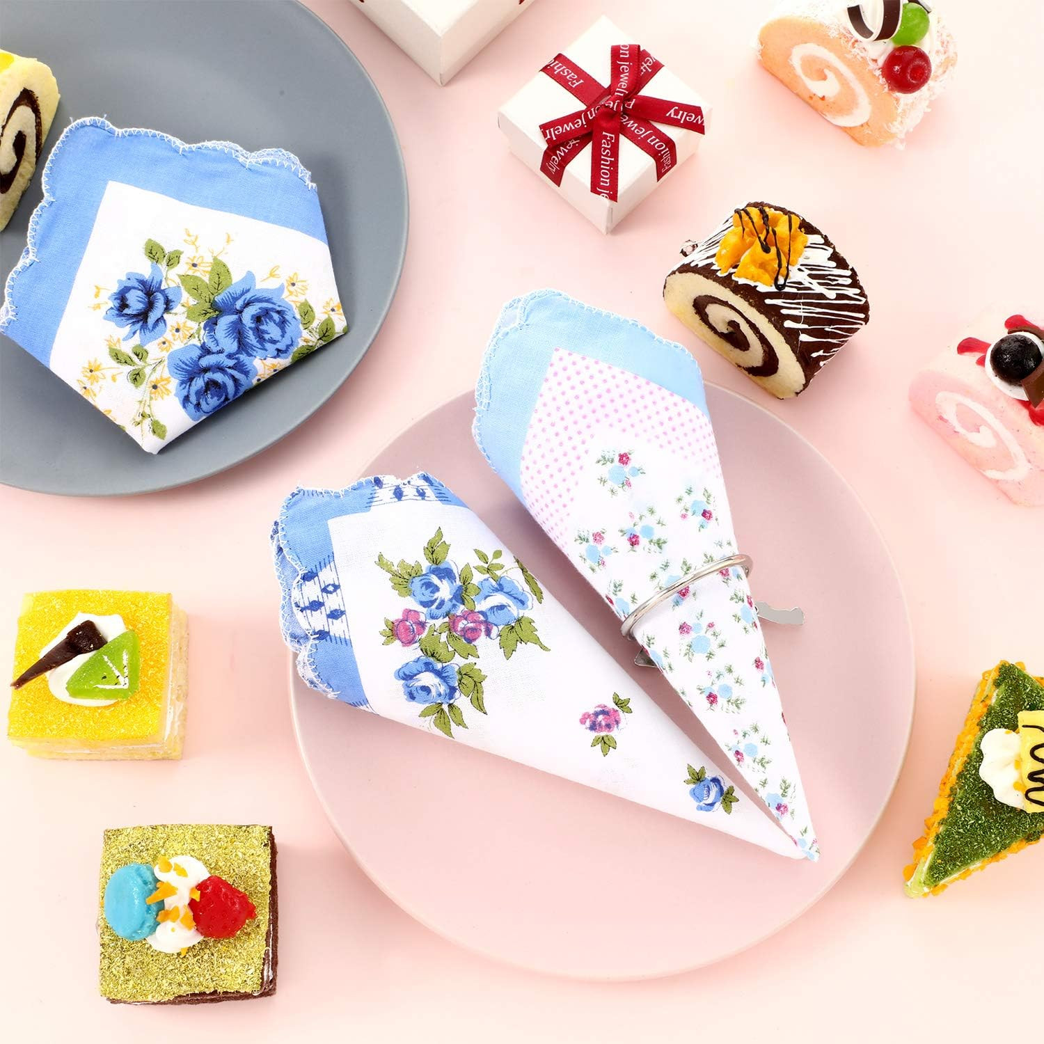 15 Pieces Ladies Handkerchiefs Womens Floral Handkerchiefs Set Vintage Handkerch