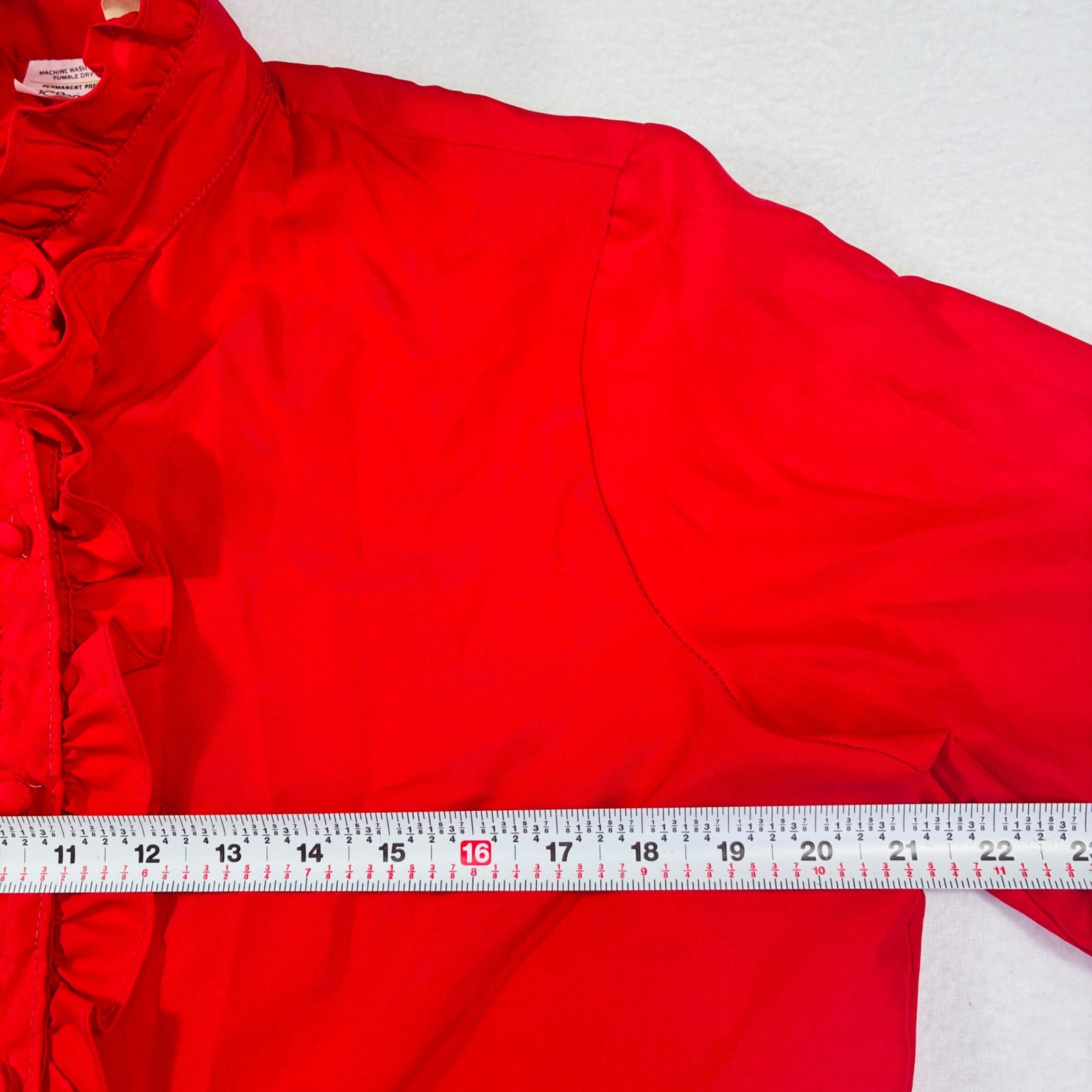 Vintage JCPenney Fashions Red Ruffle Neck Long Sleeve Blouse Size 18 Large