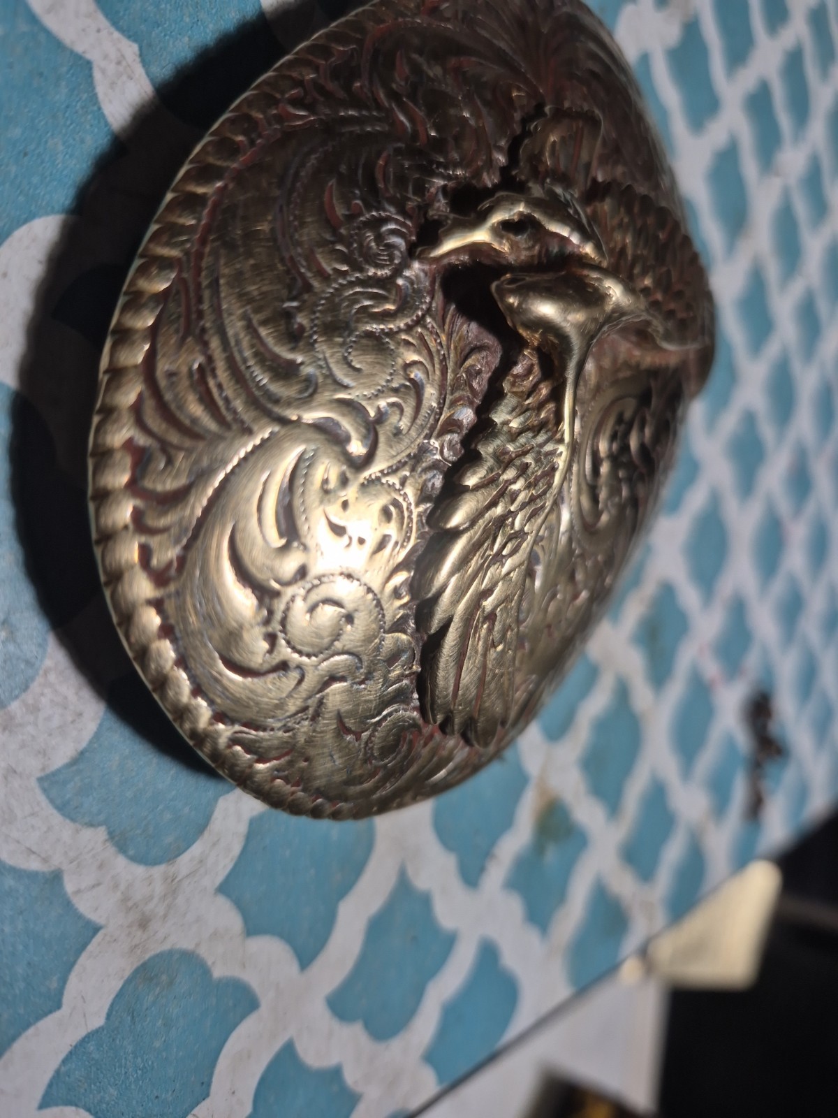 Eagle in Flight Heavy Silverplate on Jeweler’s Bronze Belt Buckle by Crumrine