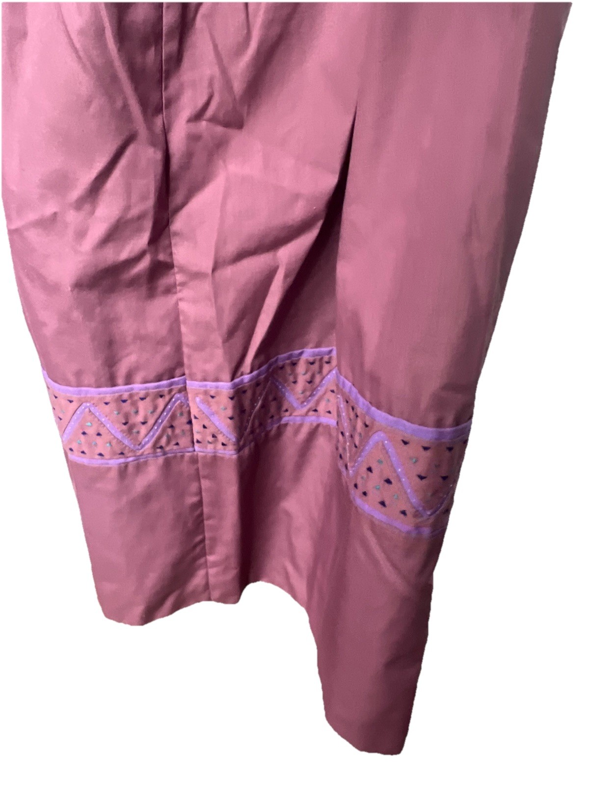Vintage Folk Art 70s Dress Purple Quilted Tie Waist Maxi Midi Boho Caftan Cotton