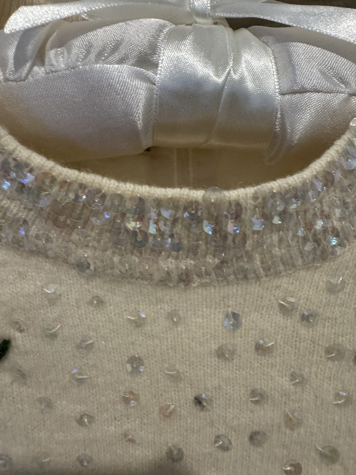 VTG 50s Hand Beaded Sequined Vest Wool Angora Blouse Shirt Sequins Sz 40
