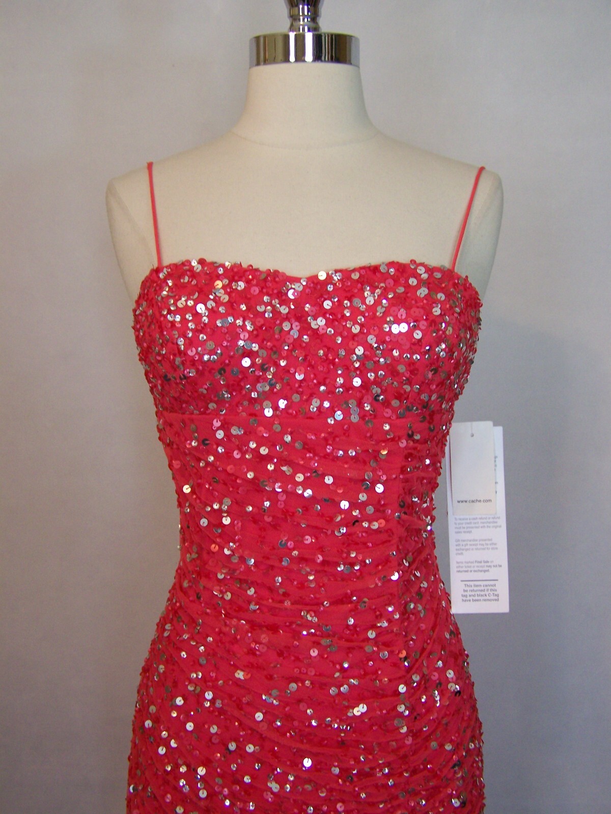 NWT NOS Y2K Bombshell Pink Ruched Sequin Evening Dress Size 2