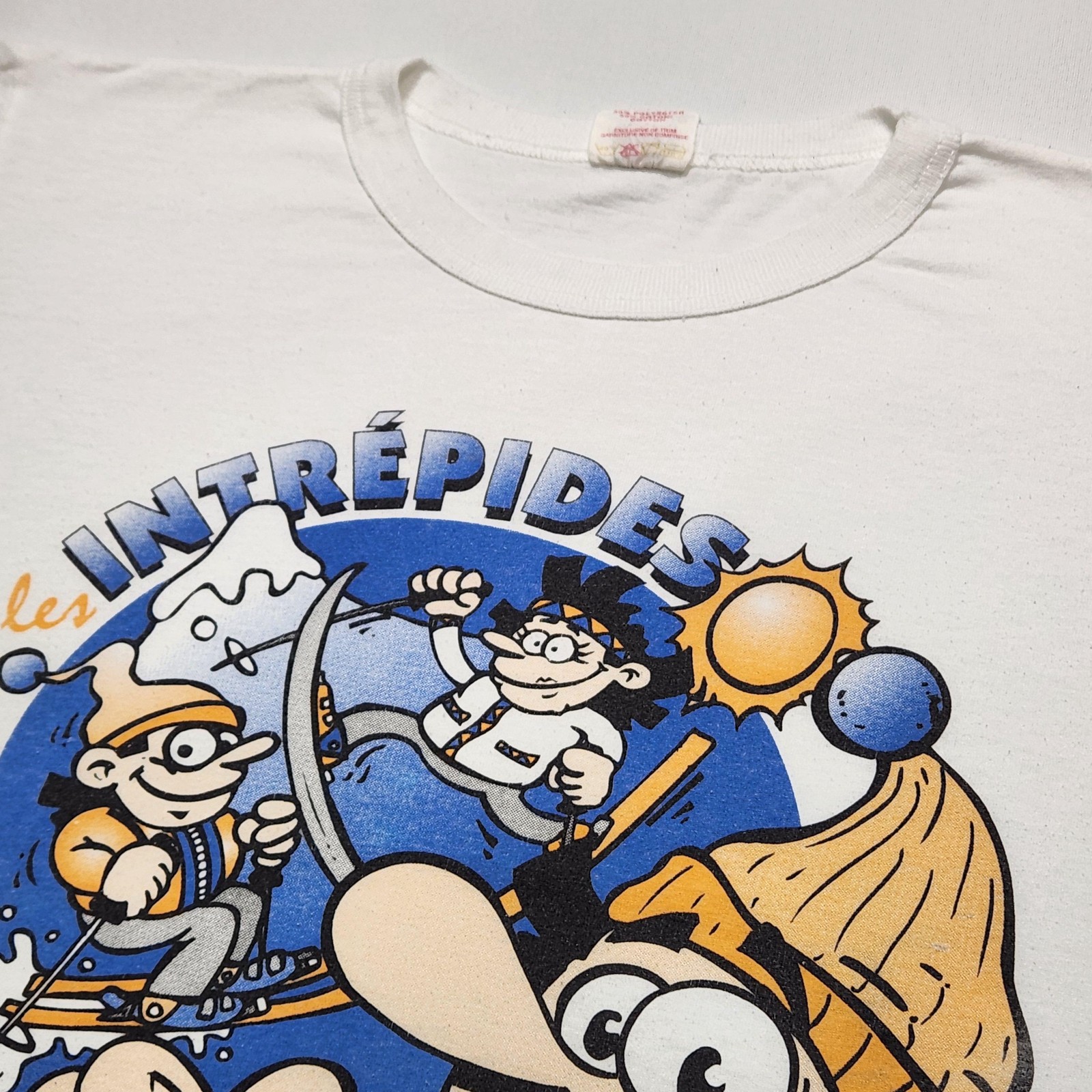 Vintage 90s Les Intrepides Quebec Ski Cartoon Junior L Single Stitch Tee 12-14