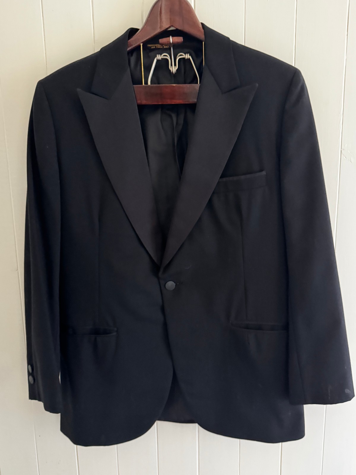 Vintage Palm Beach Formals Union Made Black Tuxedo 39R Jacket 33×30 Pants USA