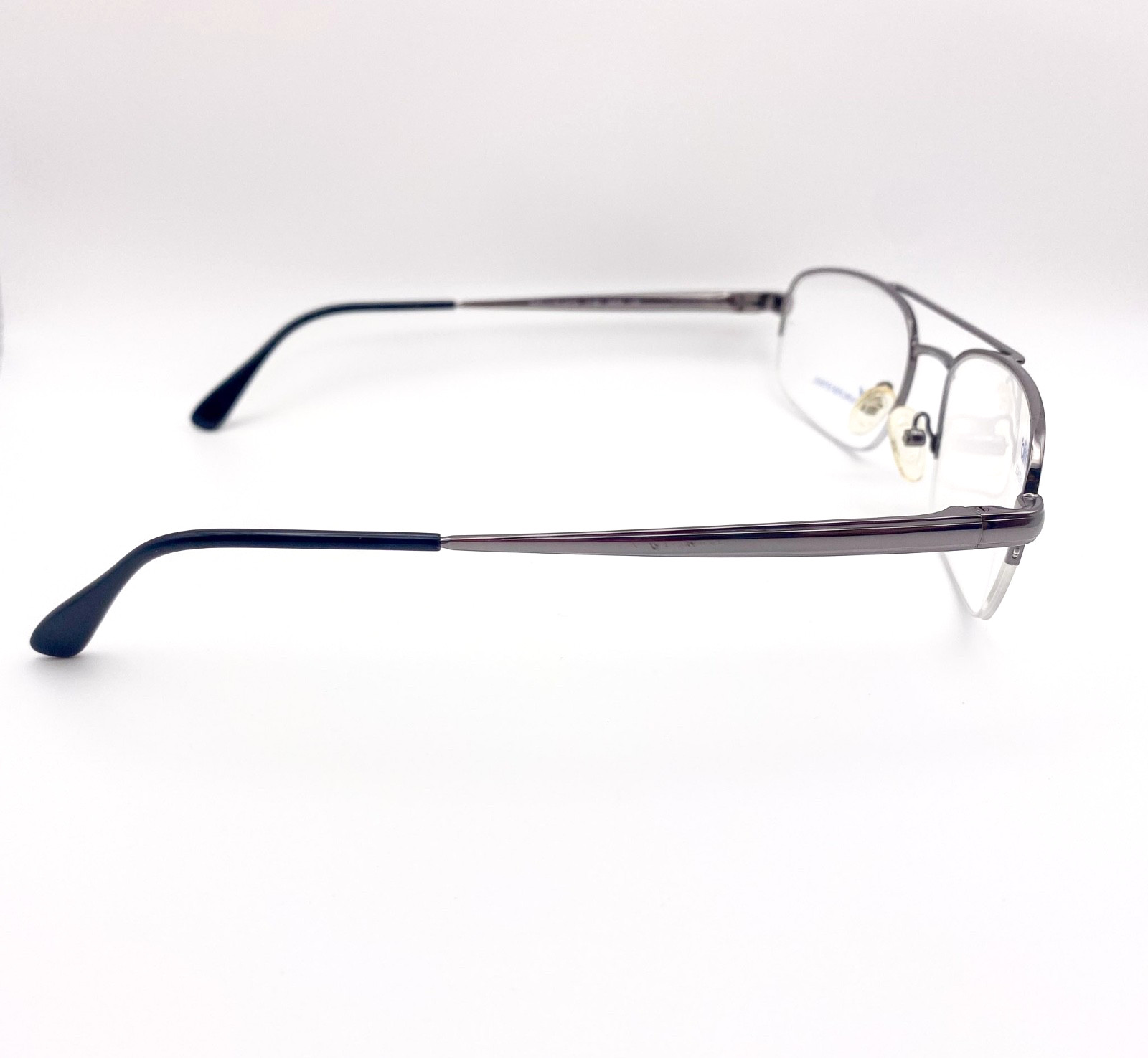 1980s Safilo Vintage Eyeglasses | Silver Slim Aviator Stainless Steel Frames NOS