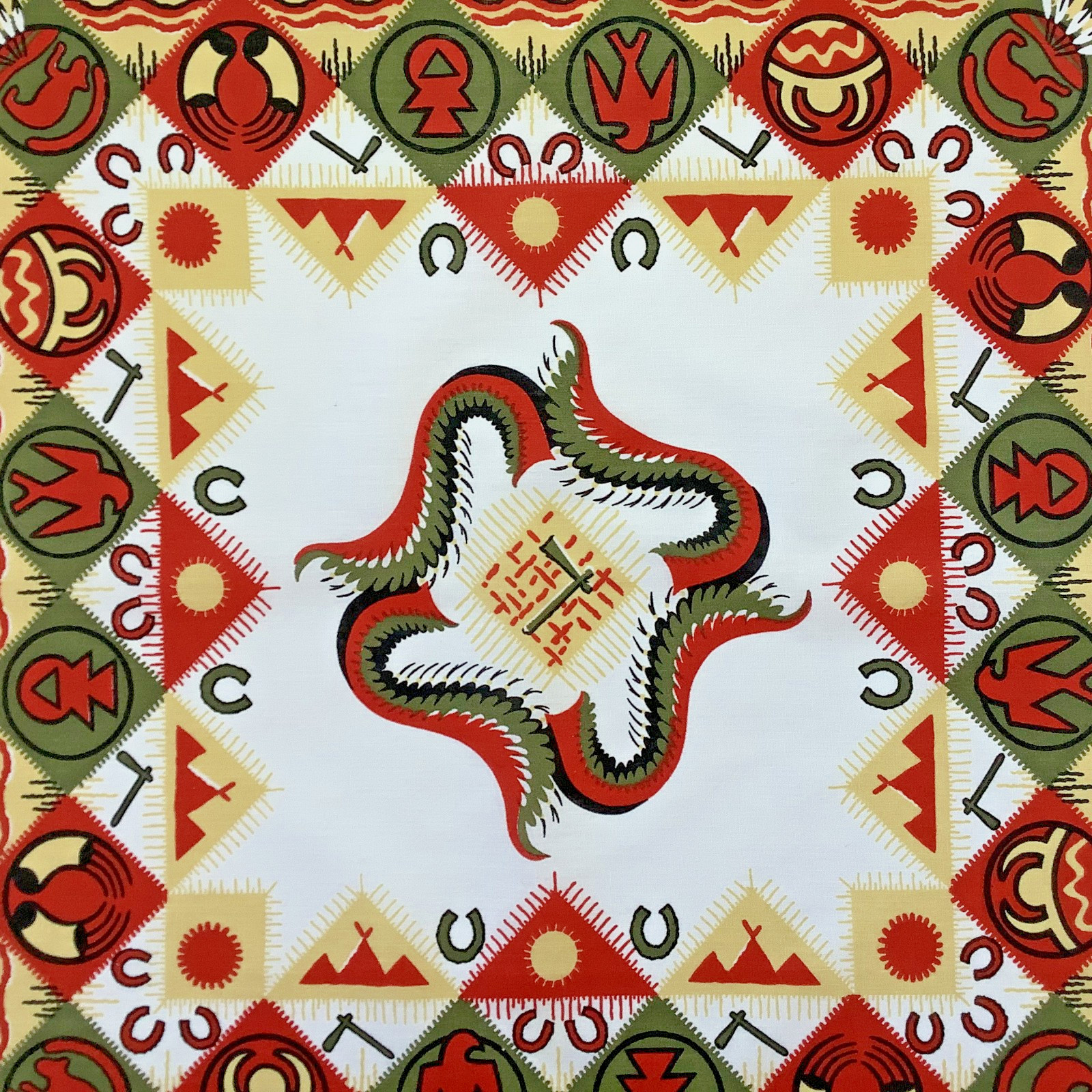 Vtg Bandana Southwest Native American Design Handkerchief 22.5 x 21.5 USA