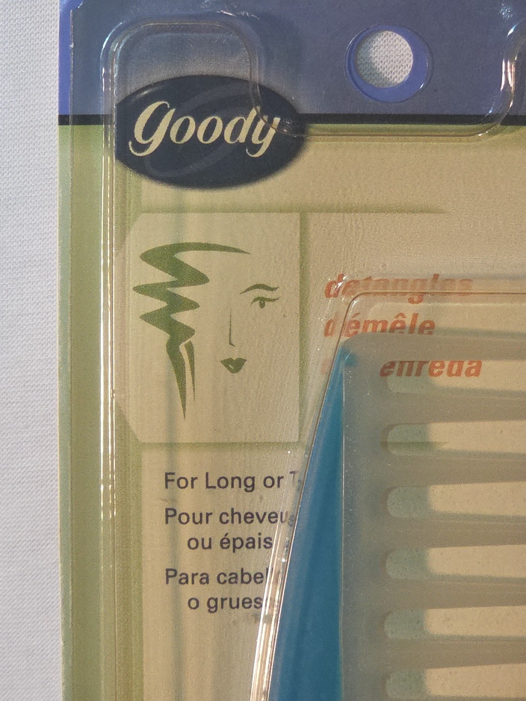 NOS Vtg Goody Wide Tooth Detangling Hair Comb 2000 Color Dipped Blue 7″ 51331
