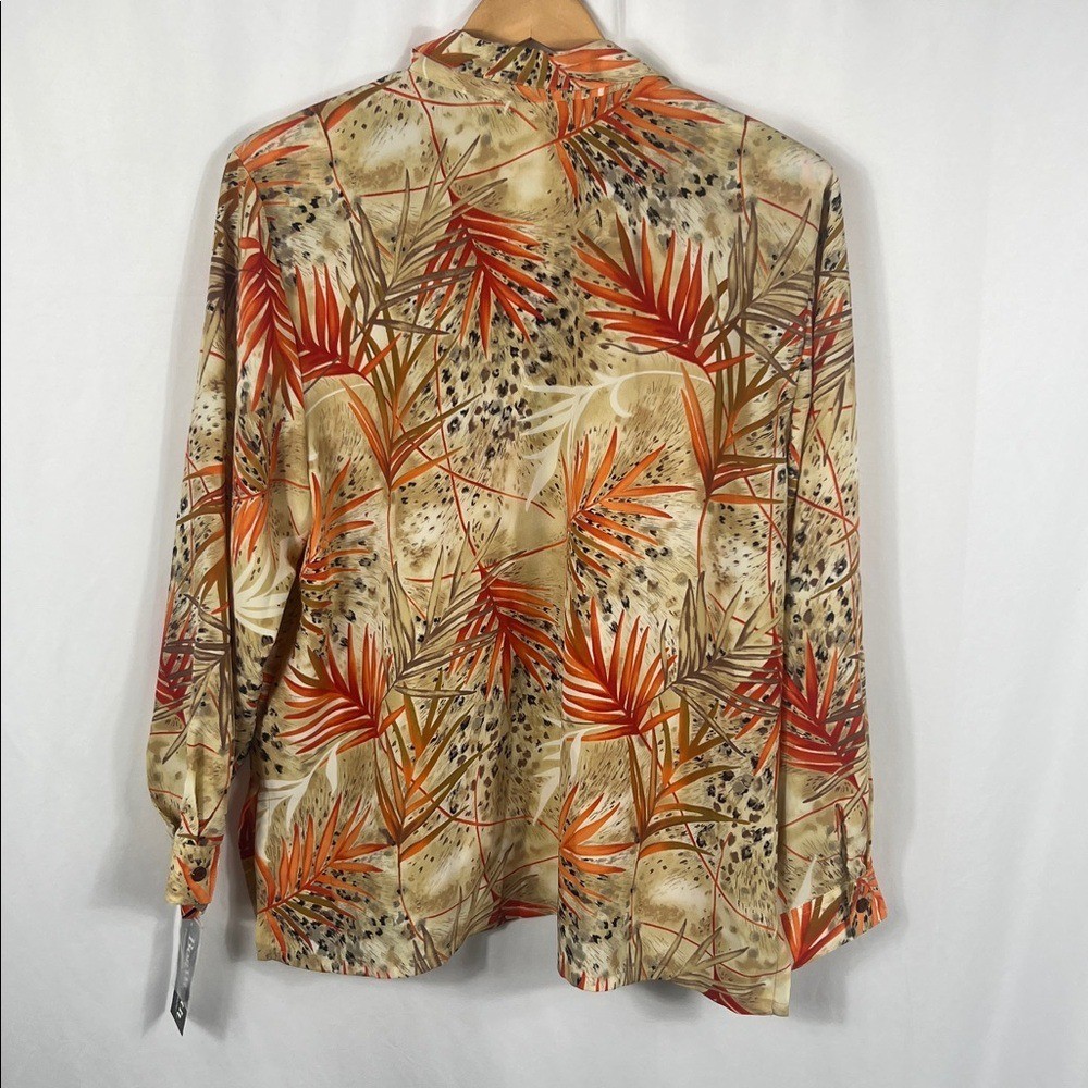 NEW Vintage 90’s Bon Worth Women’s Large Leaf Print Button Up Blouse Old Stock