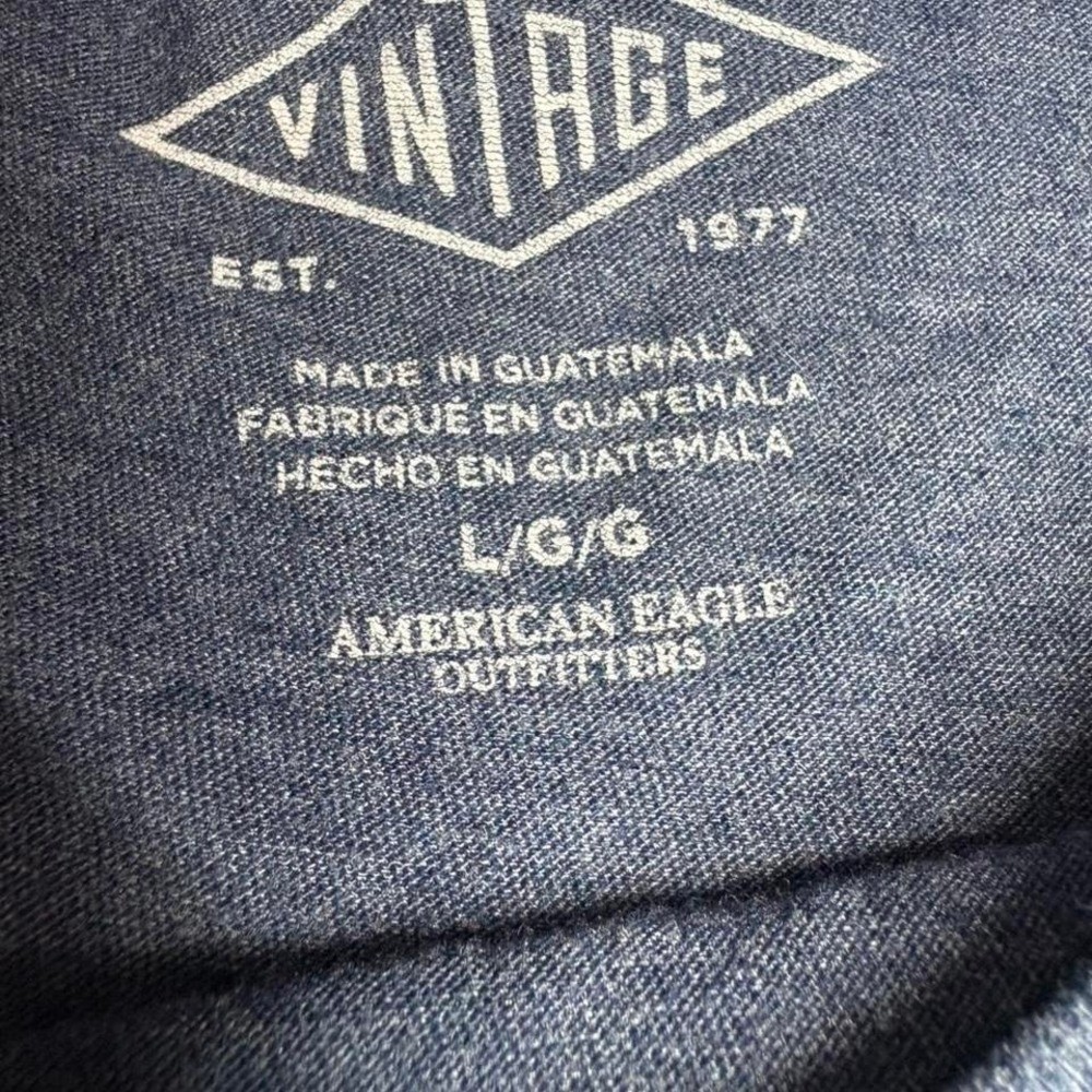 Navy and grey American Eagle Outfitters Vintage tribal T-Shirt Size L Y2k boho
