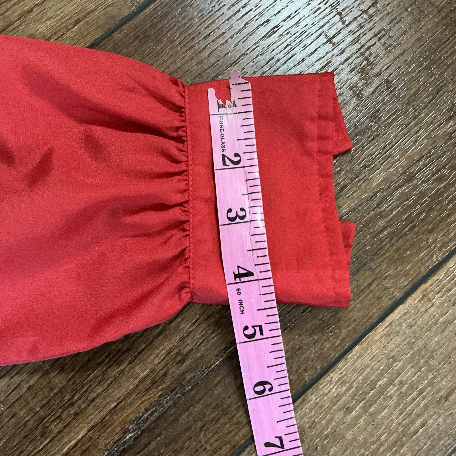 70s VINTAGE Hooper Associates Pintuck Blouse Size 10 Red Disco Polyester #12E5