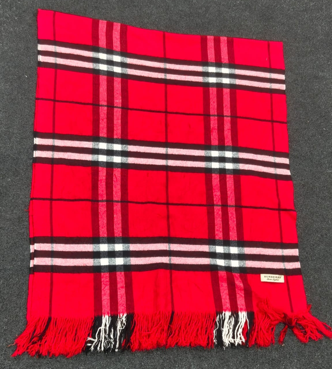 Burberry London Scarf Classic Check Shawl Wrap Vintage Plaid Made In Scotland