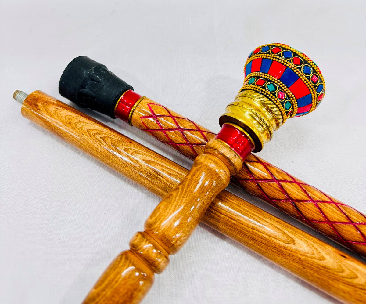 Nautical Vintage Brass Ornate Design Handle Walking Stick Cane Gift