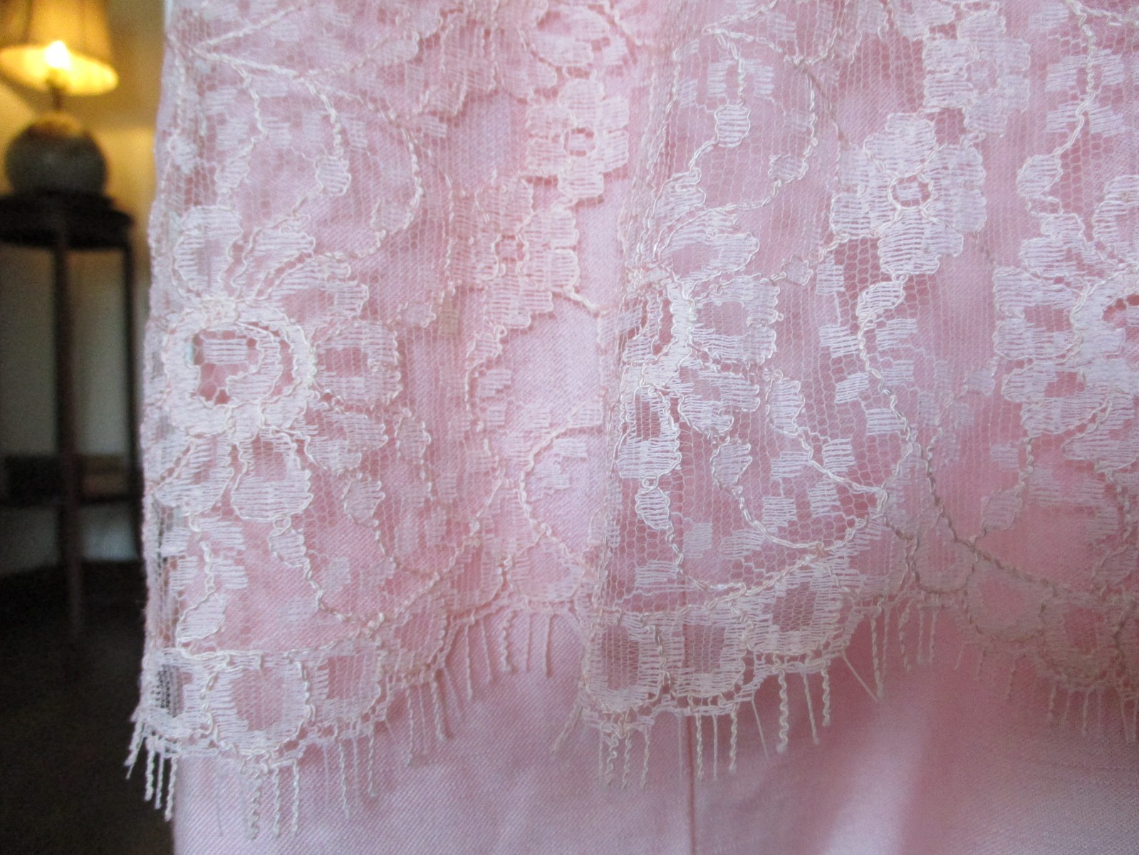 Carol Brent Vintage Pink Shift Dress Large Midi Lace Mod Sleeveless M L